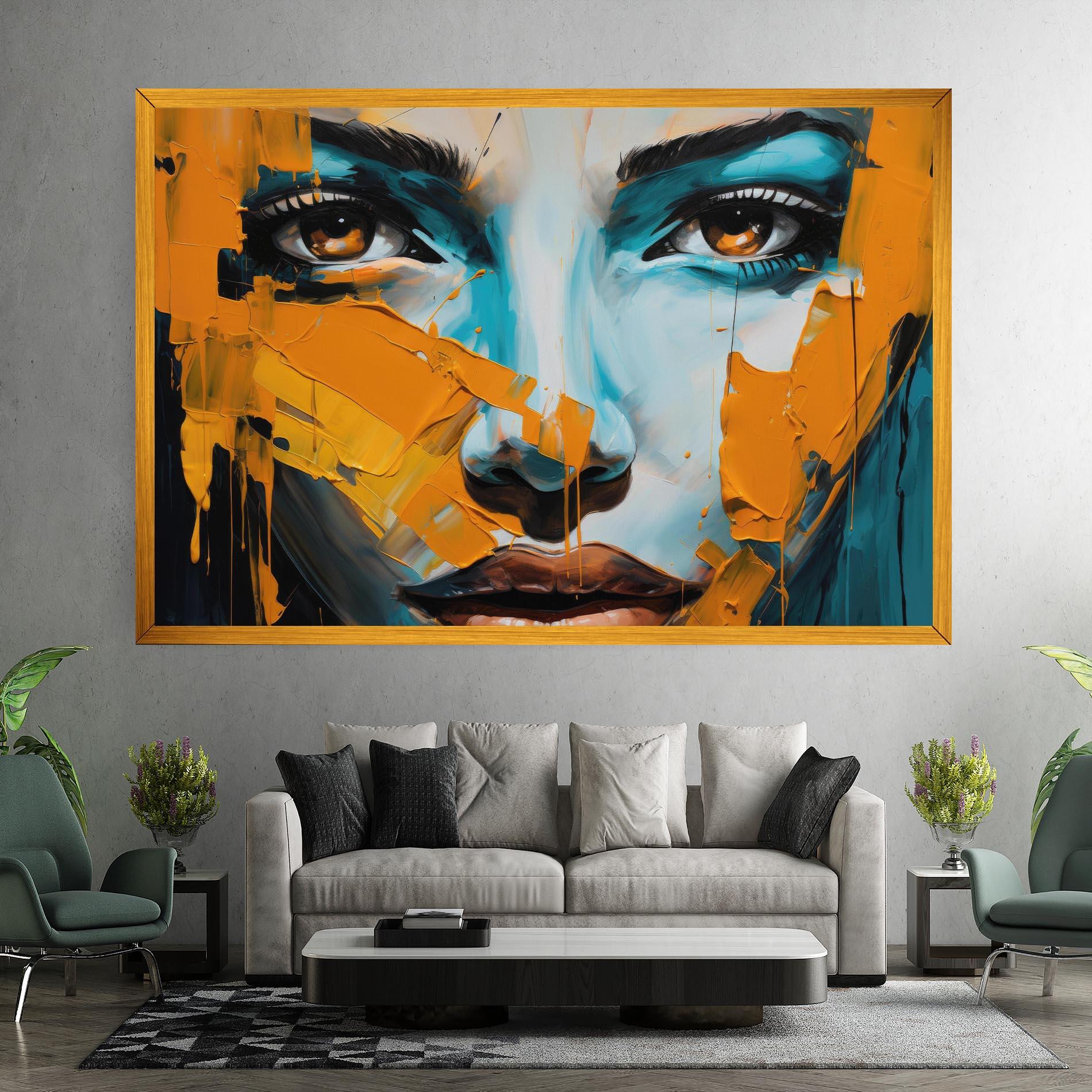 Tablou Canvas Orange Paint Portrait mockup 7