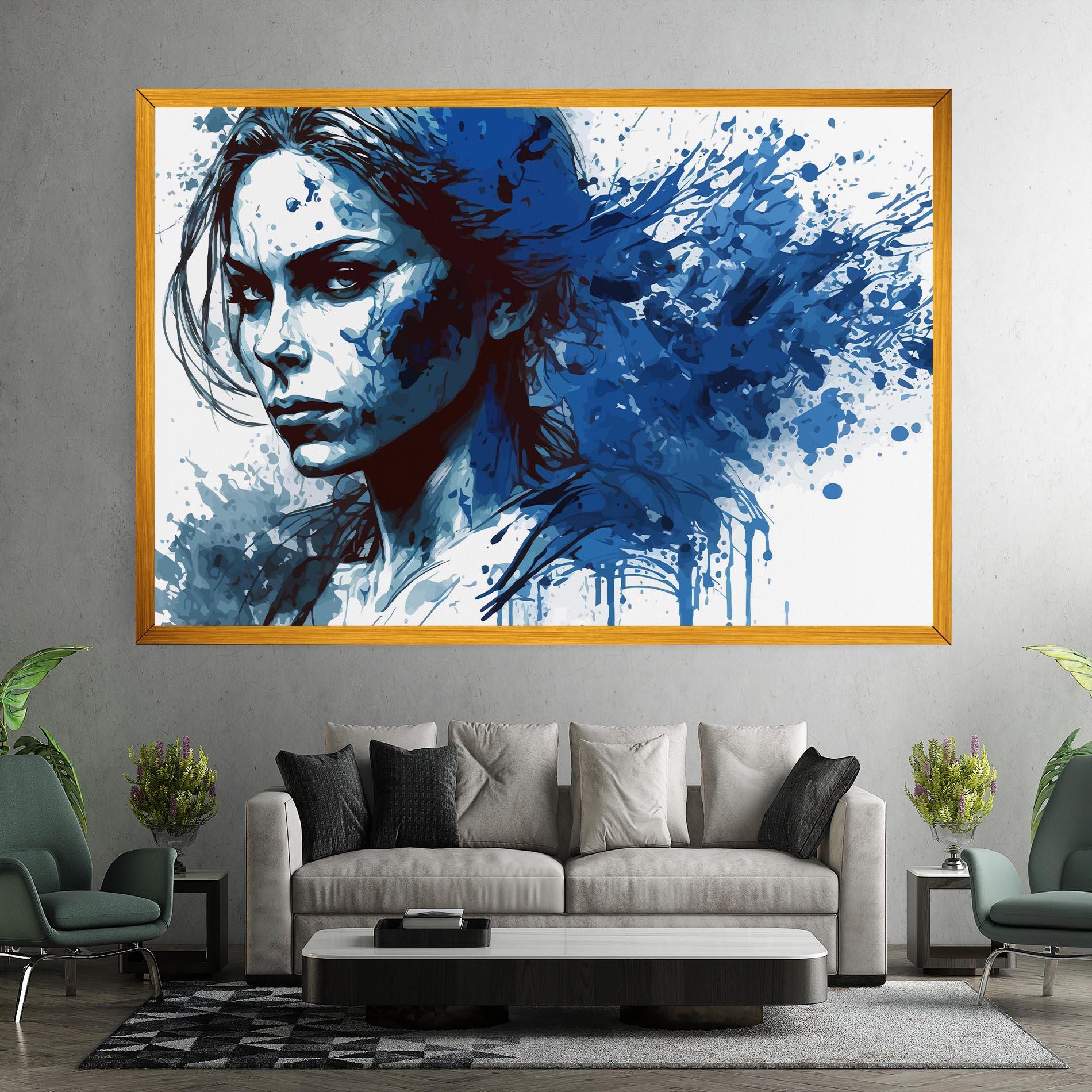 Tablou Canvas Portrait Blue Woman mockup 7