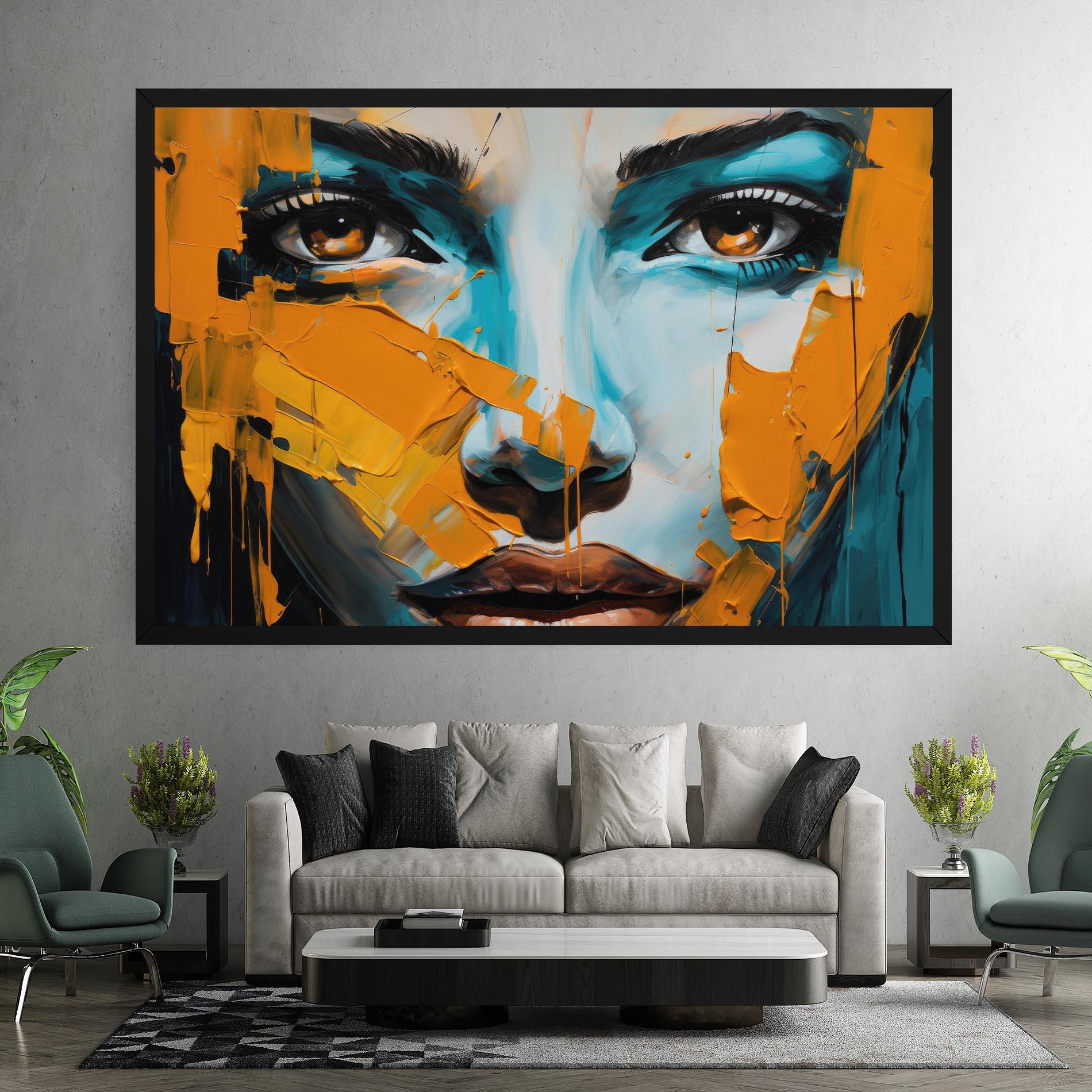 Tablou Canvas Orange Paint Portrait mockup 7