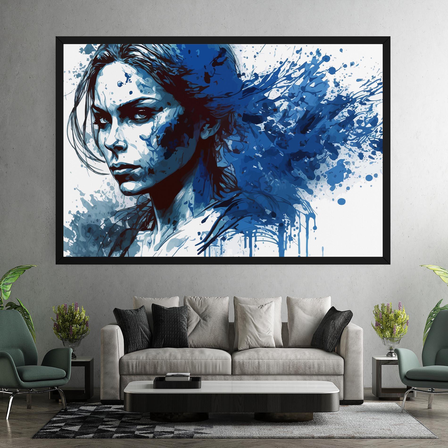 Tablou Canvas Portrait Blue Woman mockup 7