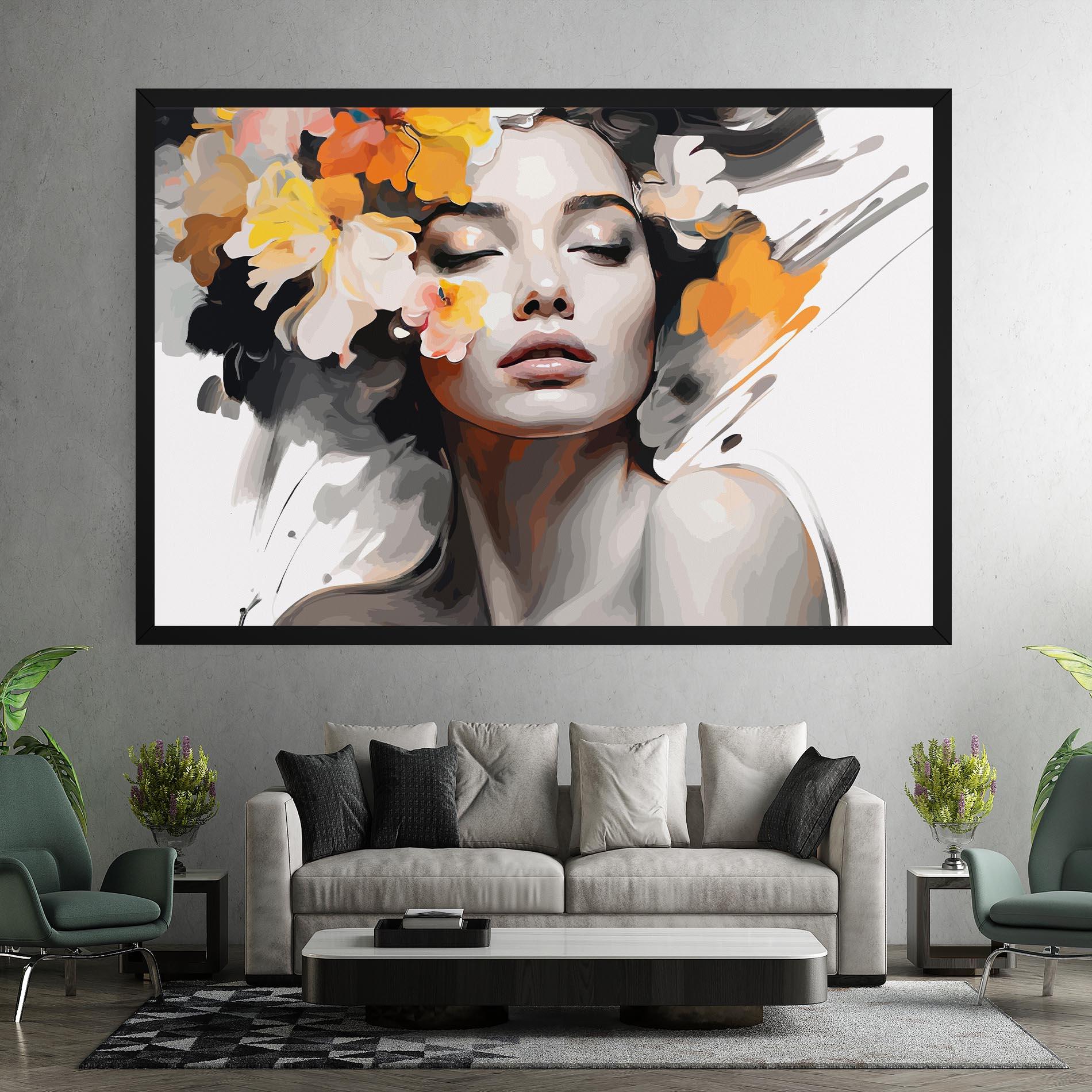 Tablou Canvas Yellow Flower Portrait mockup 7