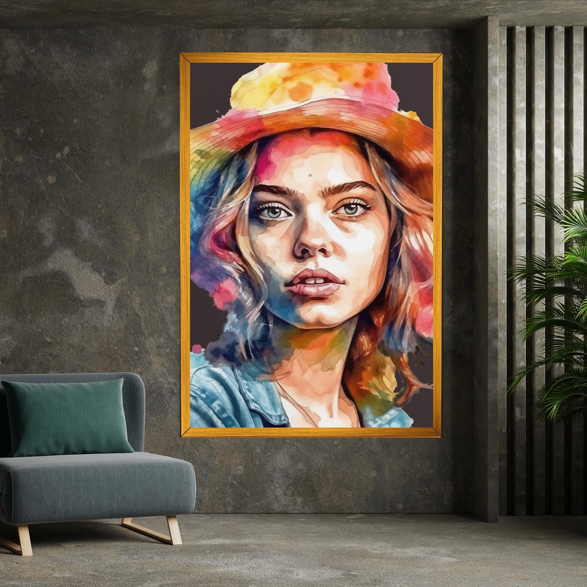 Tablou Canvas Hat Portrait Girl mockup 7