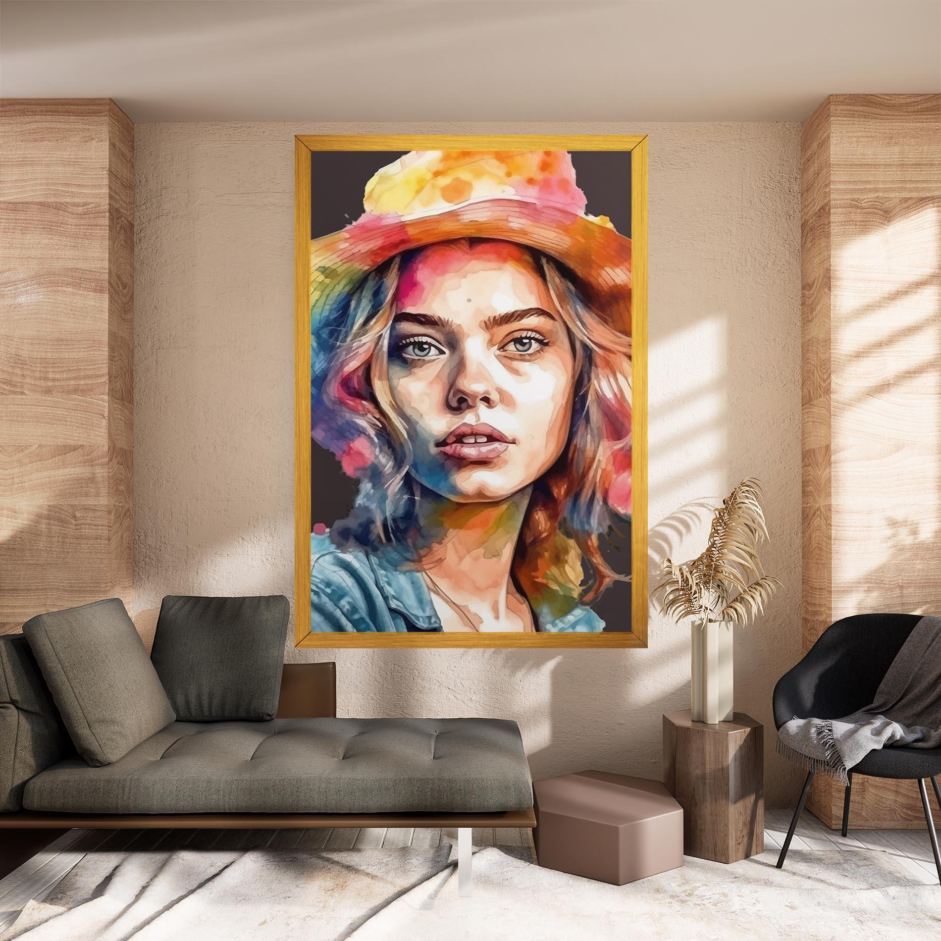 Tablou Canvas Hat Portrait Girl mockup 8