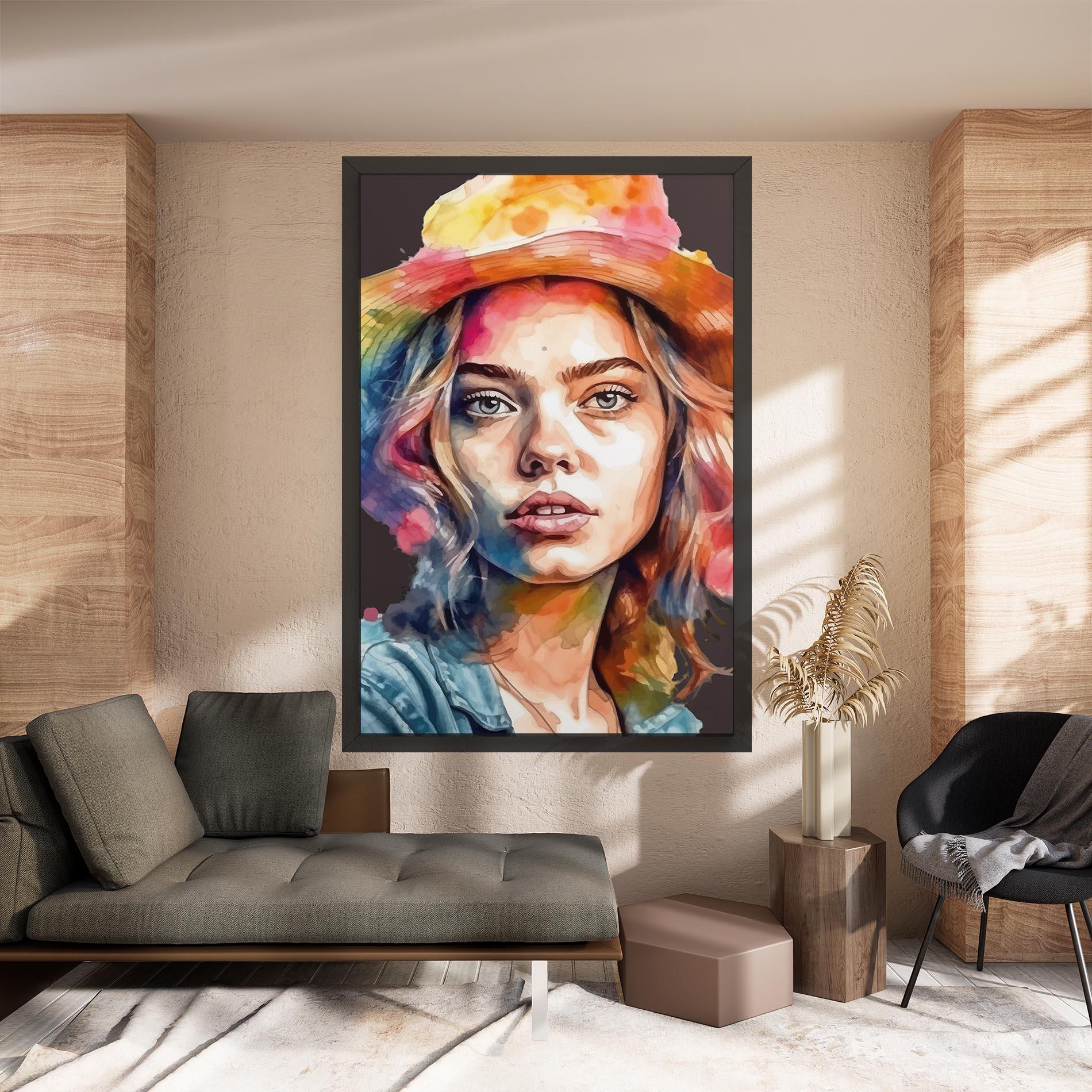 Tablou Canvas Hat Portrait Girl mockup 8