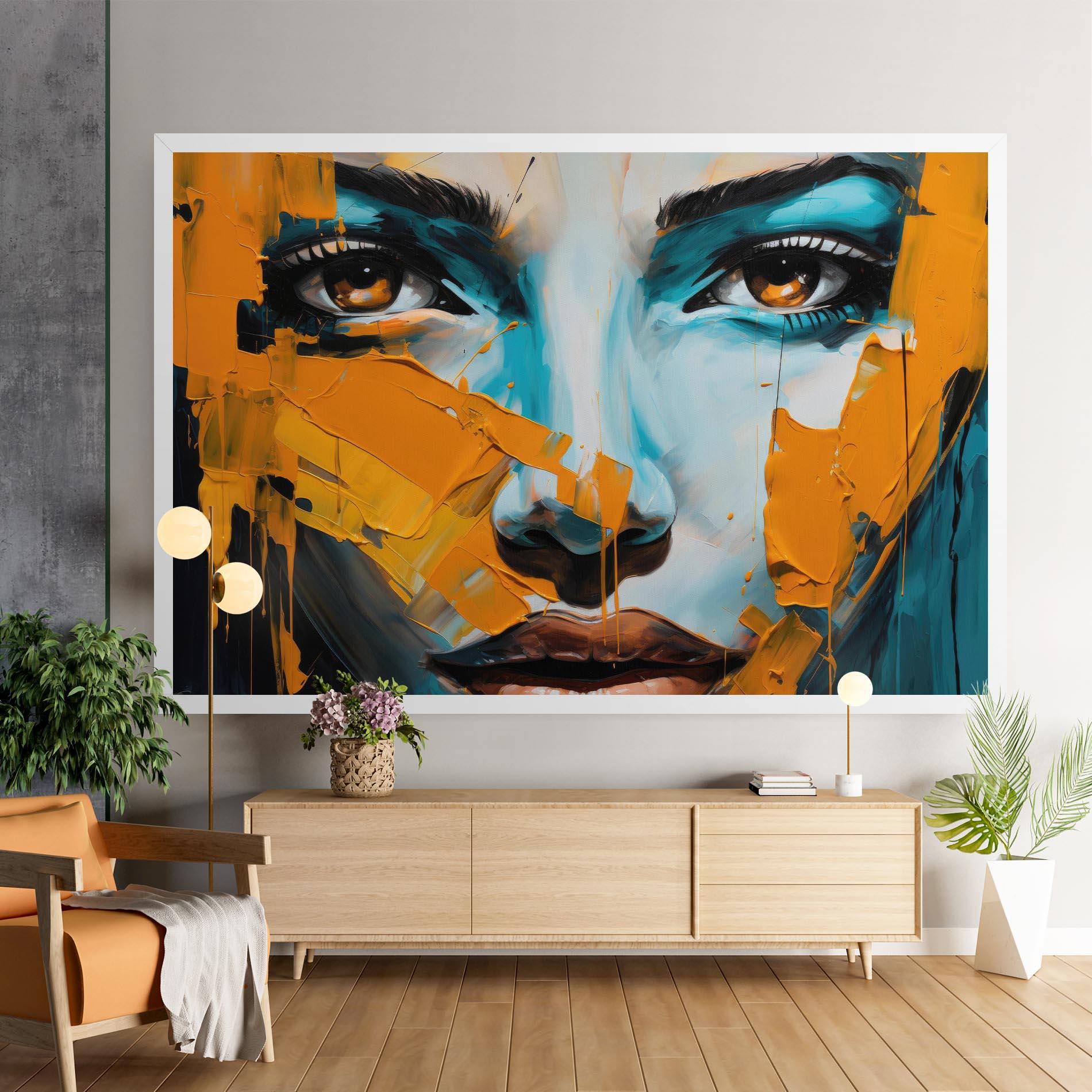 Tablou Canvas Orange Paint Portrait mockup 9