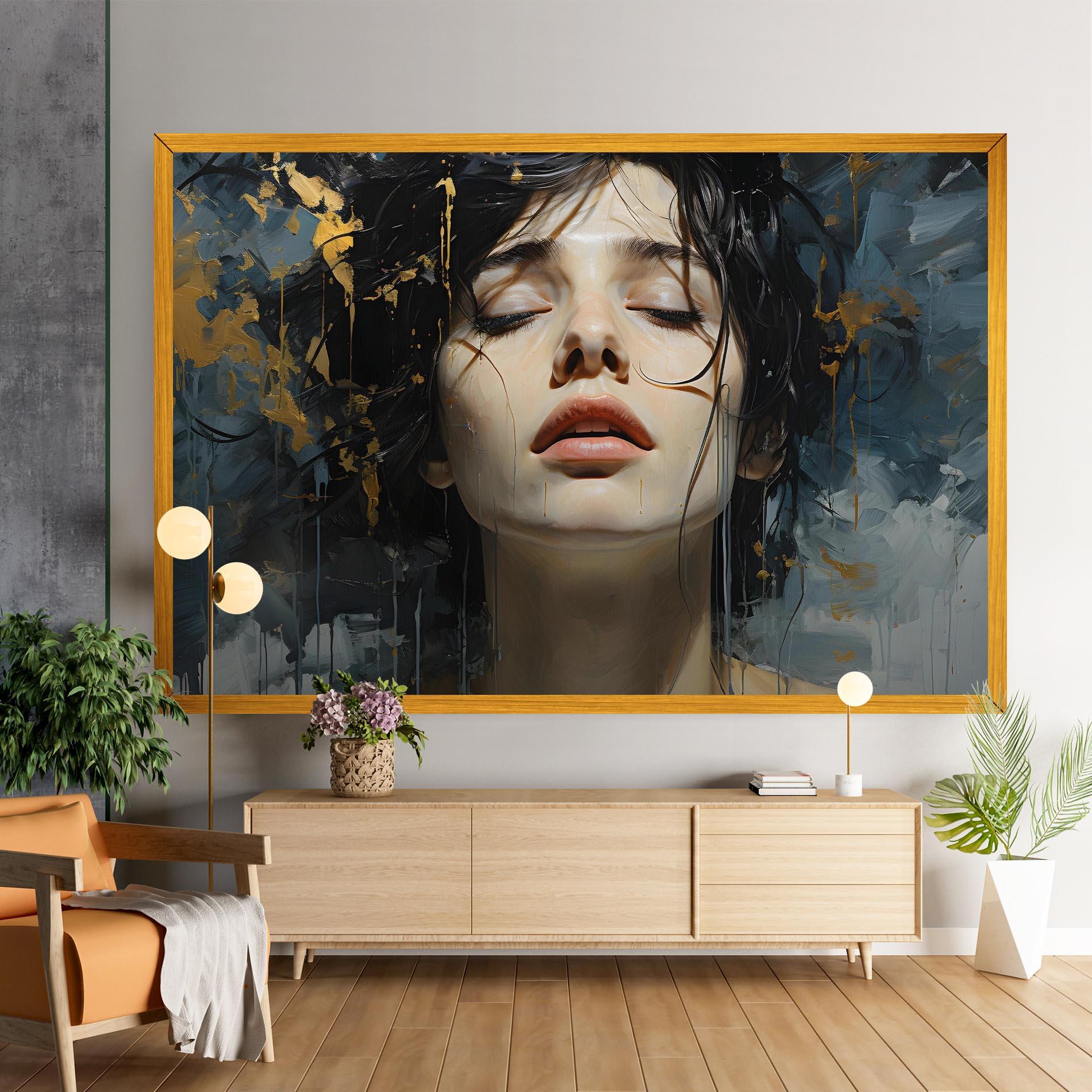 Tablou Canvas Closed Eyes Woman mockup 9