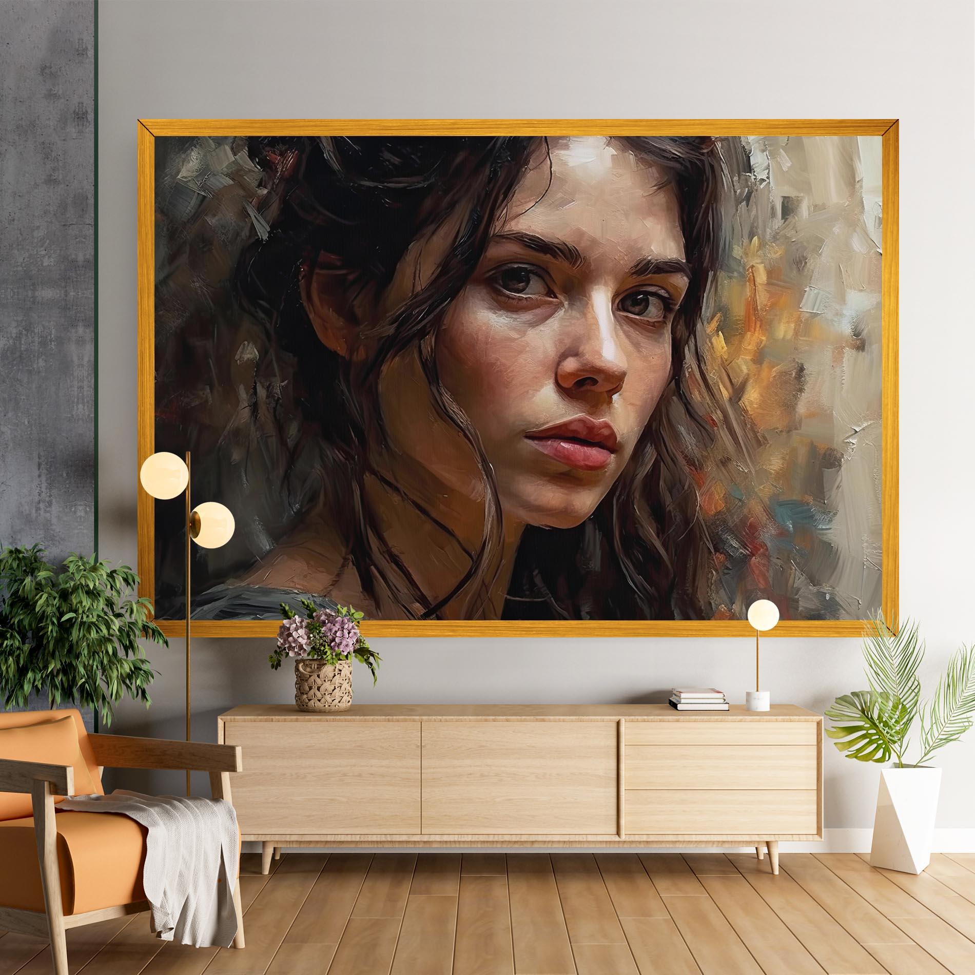 Tablou Canvas Closeup Impasto Portrait mockup 9