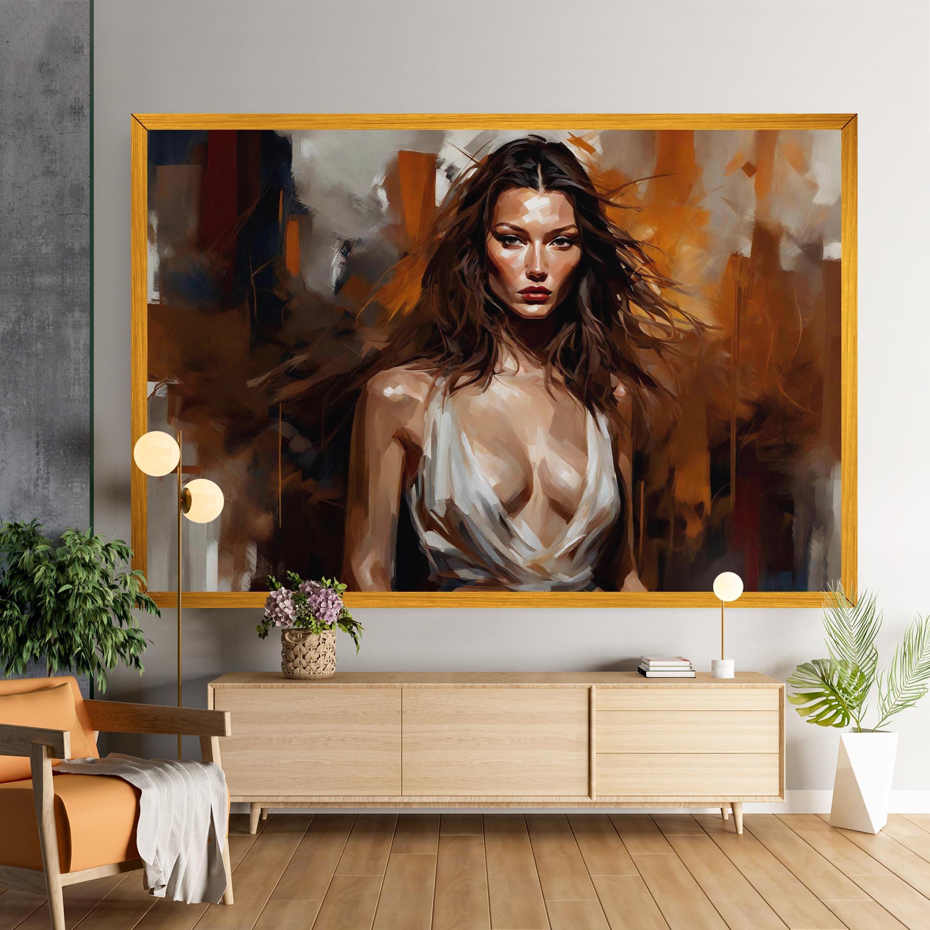 Tablou Canvas Long Brown Hair Woman mockup 9