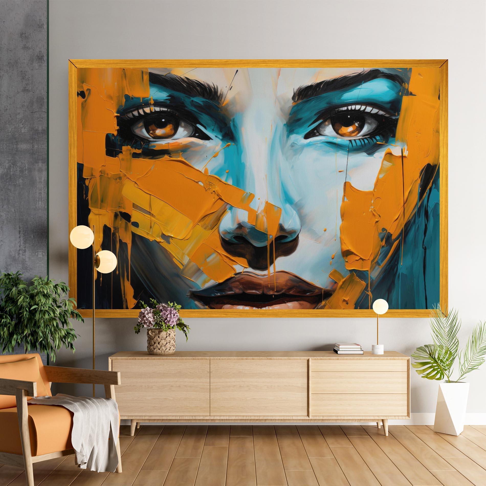 Tablou Canvas Orange Paint Portrait mockup 9