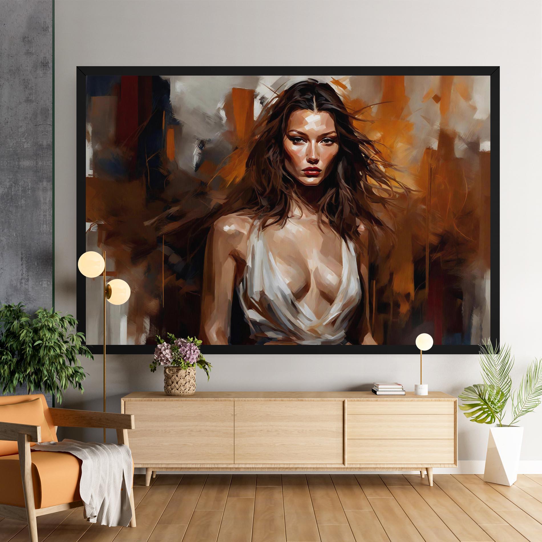 Tablou Canvas Long Brown Hair Woman mockup 9