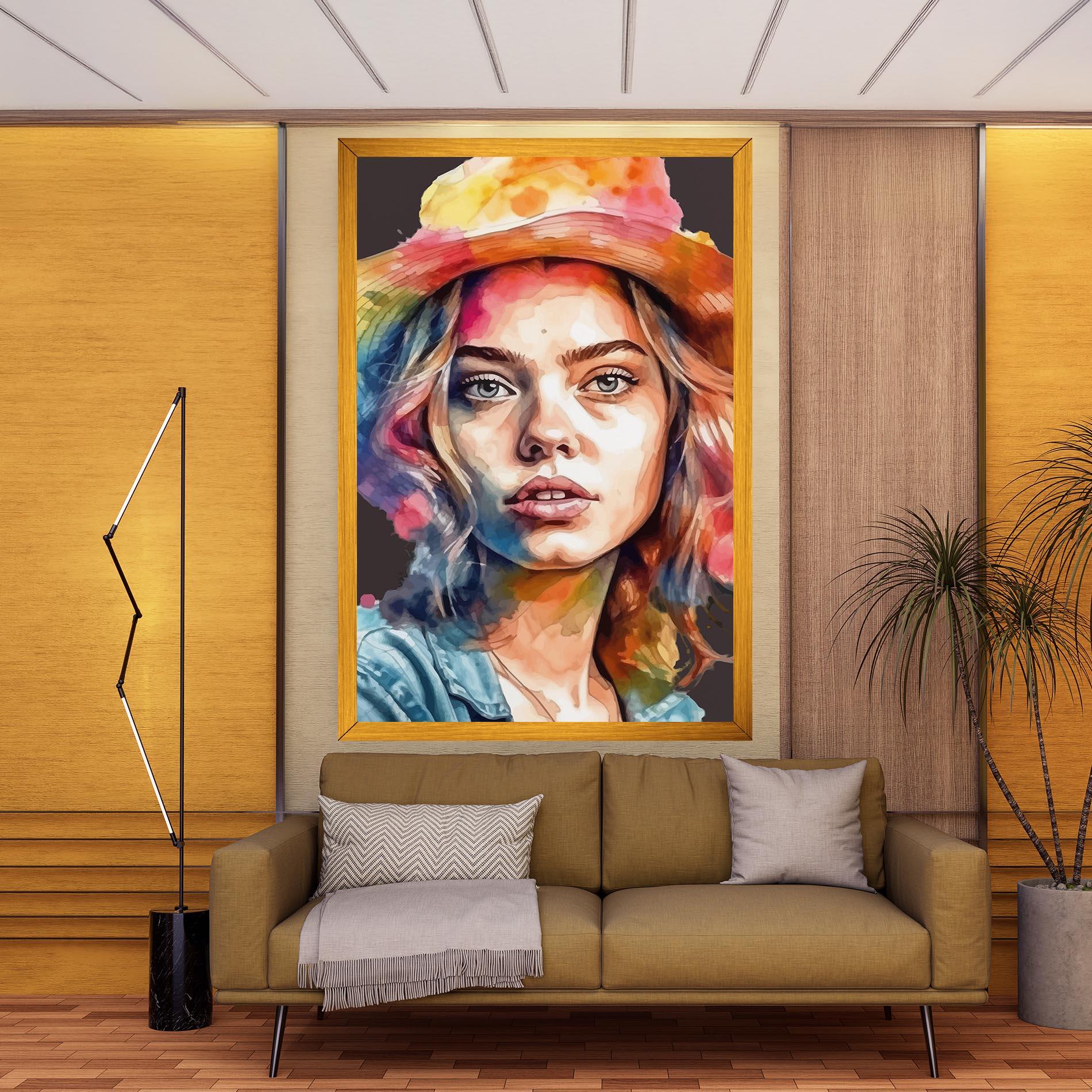 Tablou Canvas Hat Portrait Girl mockup 9