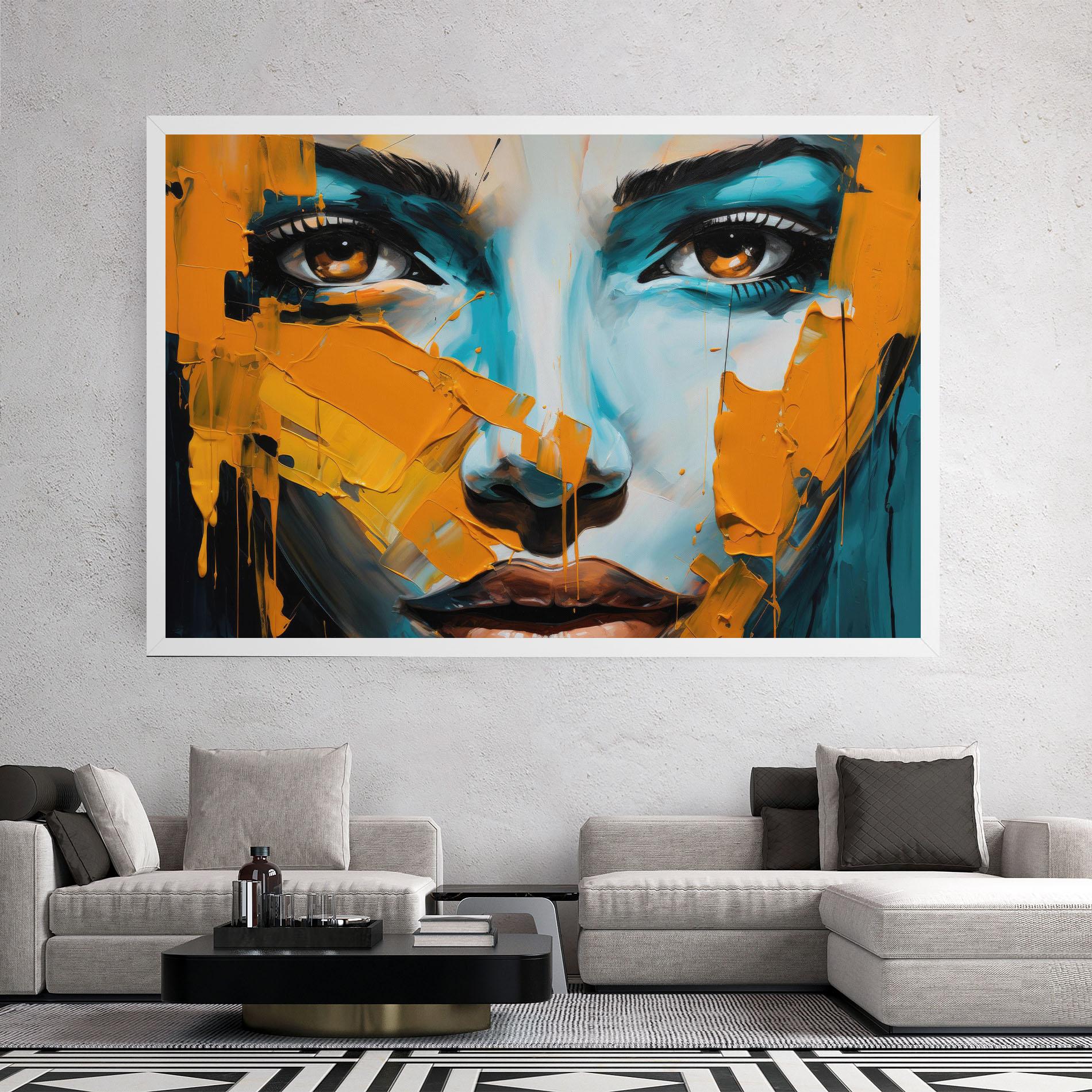 Tablou Canvas Orange Paint Portrait mockup 2