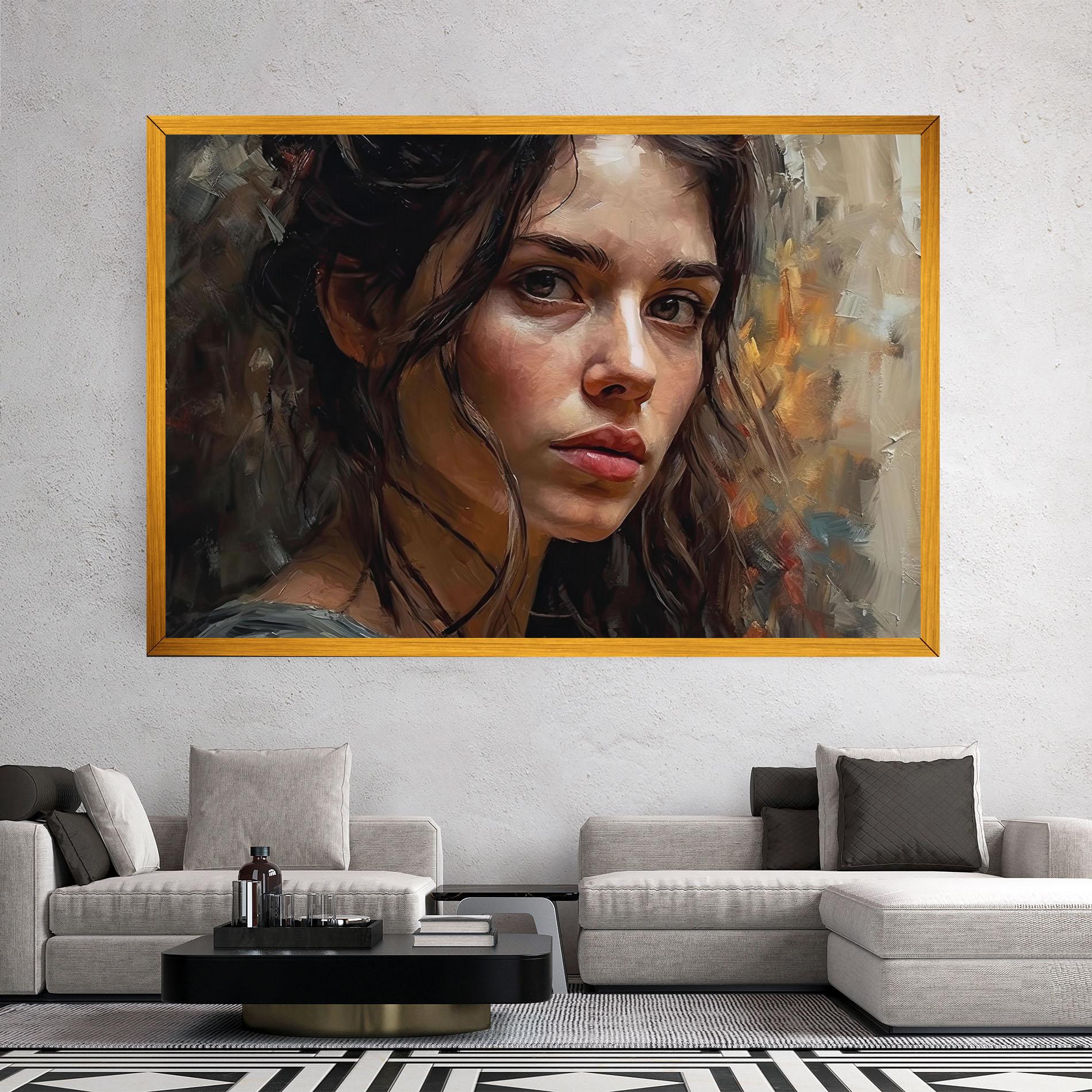 Tablou Canvas Closeup Impasto Portrait mockup 2