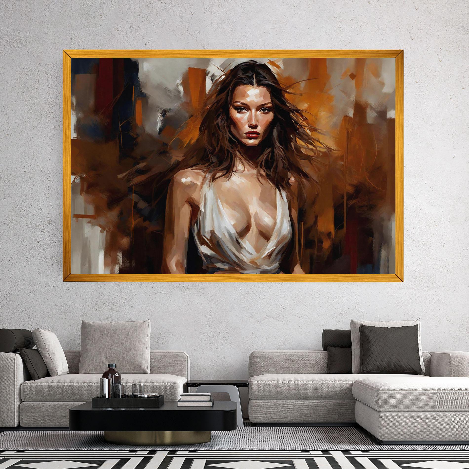Tablou Canvas Long Brown Hair Woman mockup 2