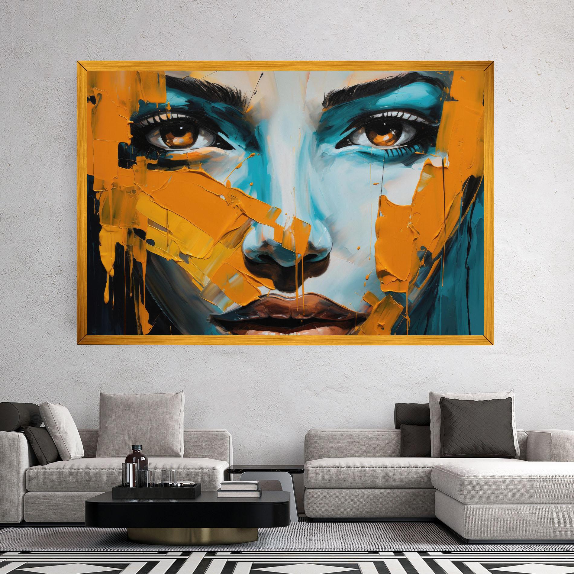 Tablou Canvas Orange Paint Portrait mockup 2