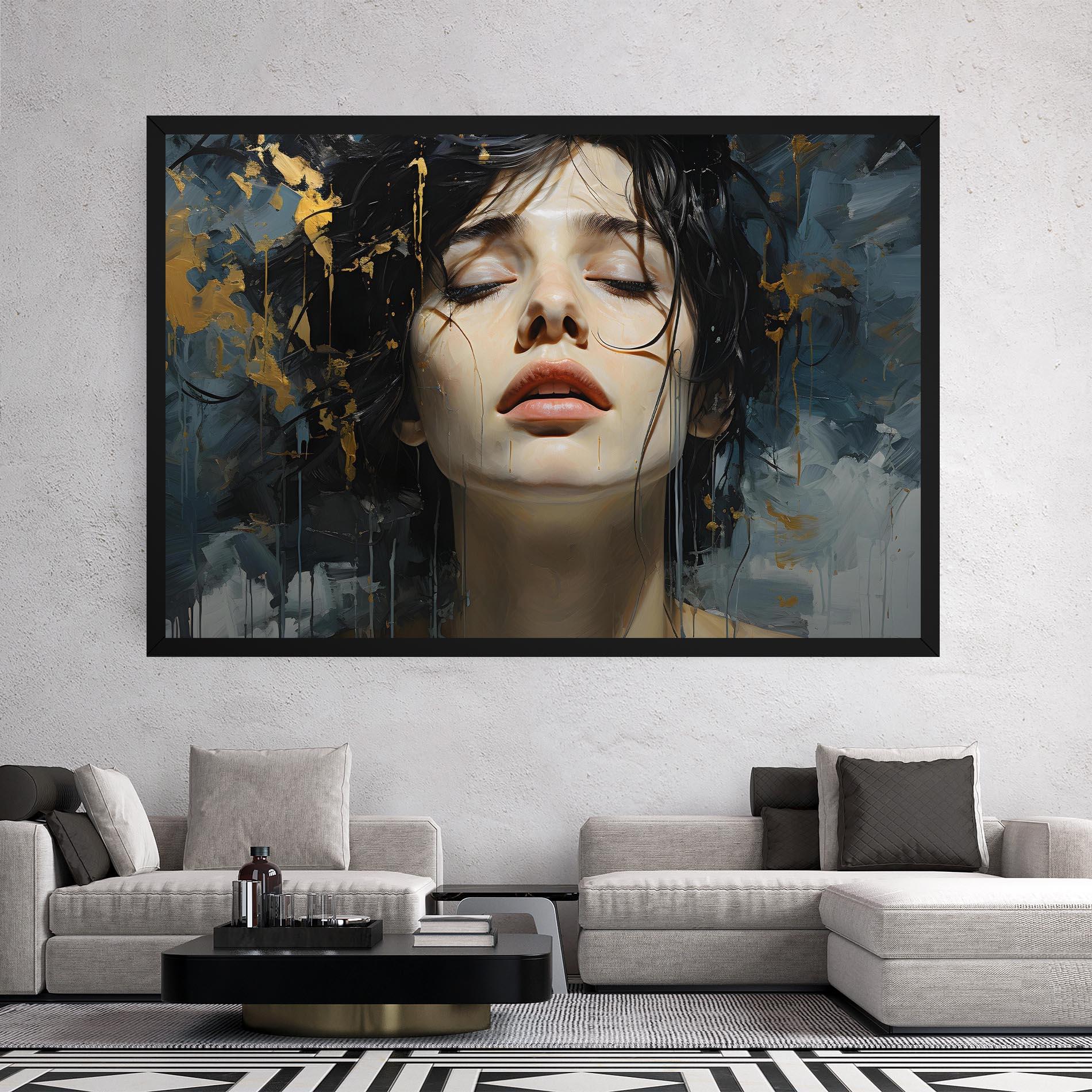 Tablou Canvas Closed Eyes Woman mockup 2