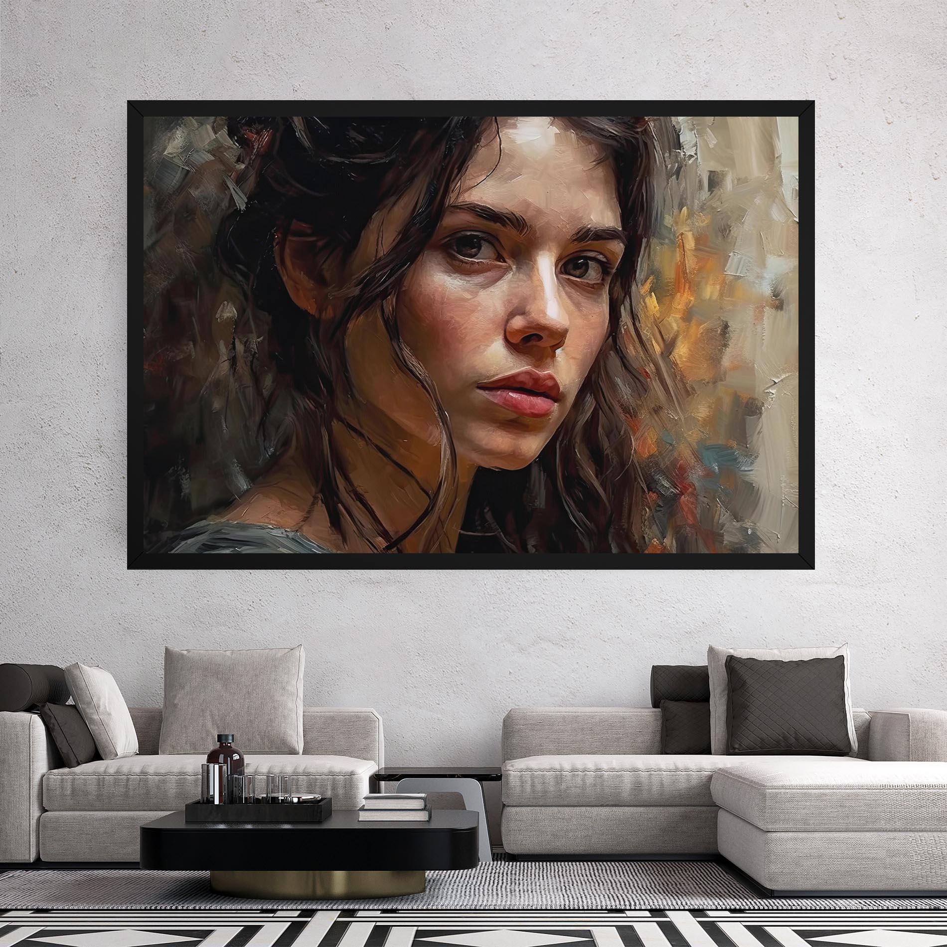 Tablou Canvas Closeup Impasto Portrait mockup 2