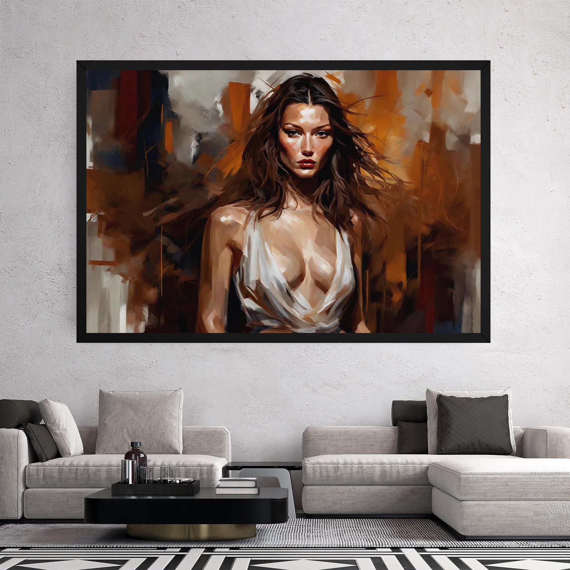 Tablou Canvas Long Brown Hair Woman mockup 2