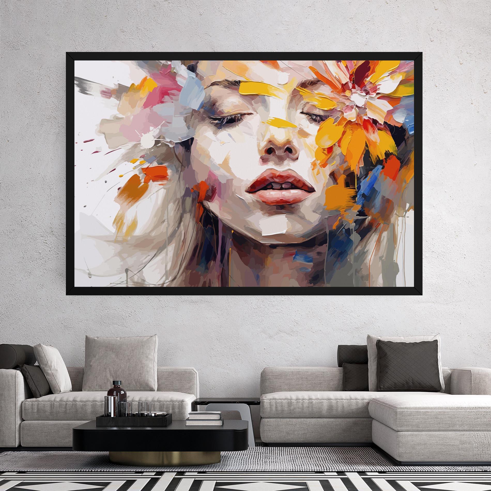 Tablou Canvas Oil Flower Portrait mockup 2
