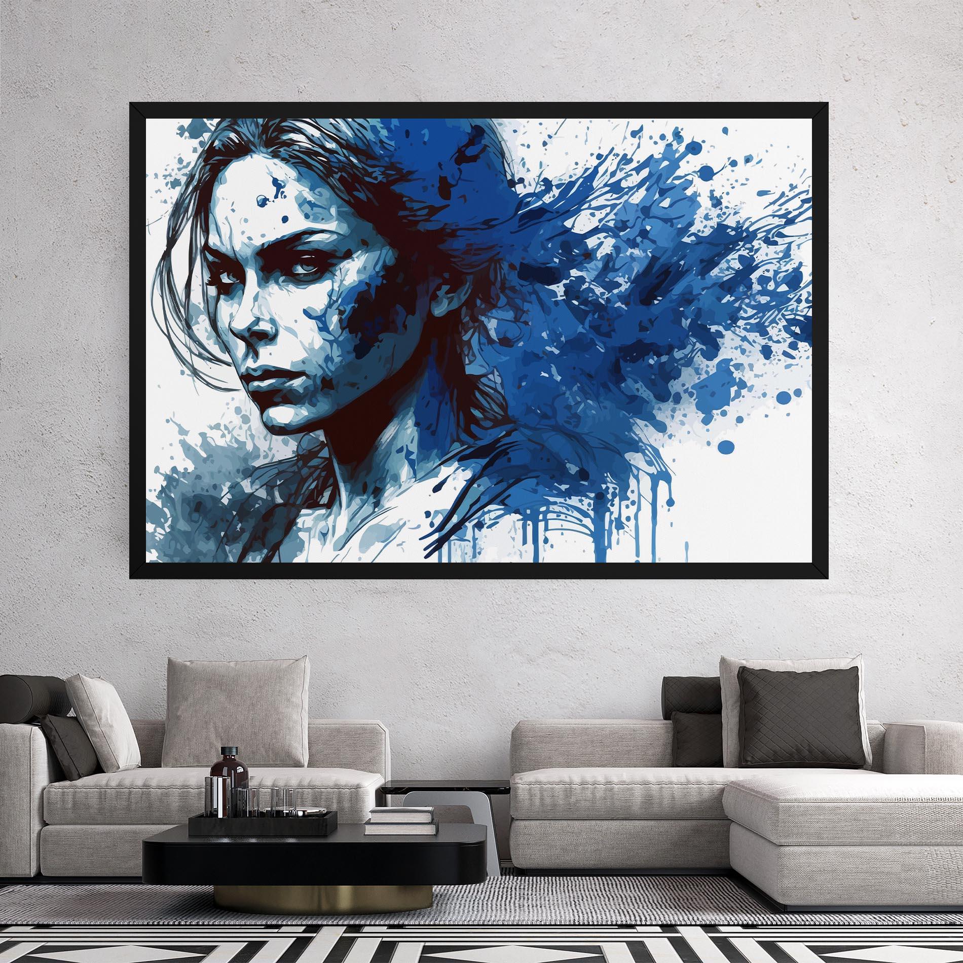 Tablou Canvas Portrait Blue Woman mockup 2