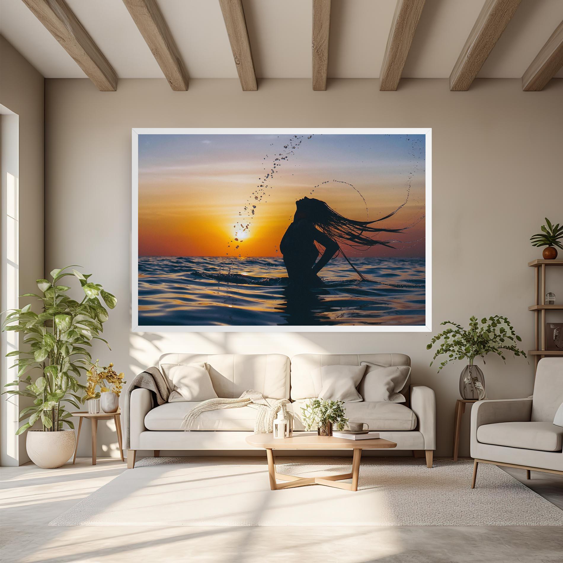 Tablou Canvas Ocean Woman Shilouette mockup 6
