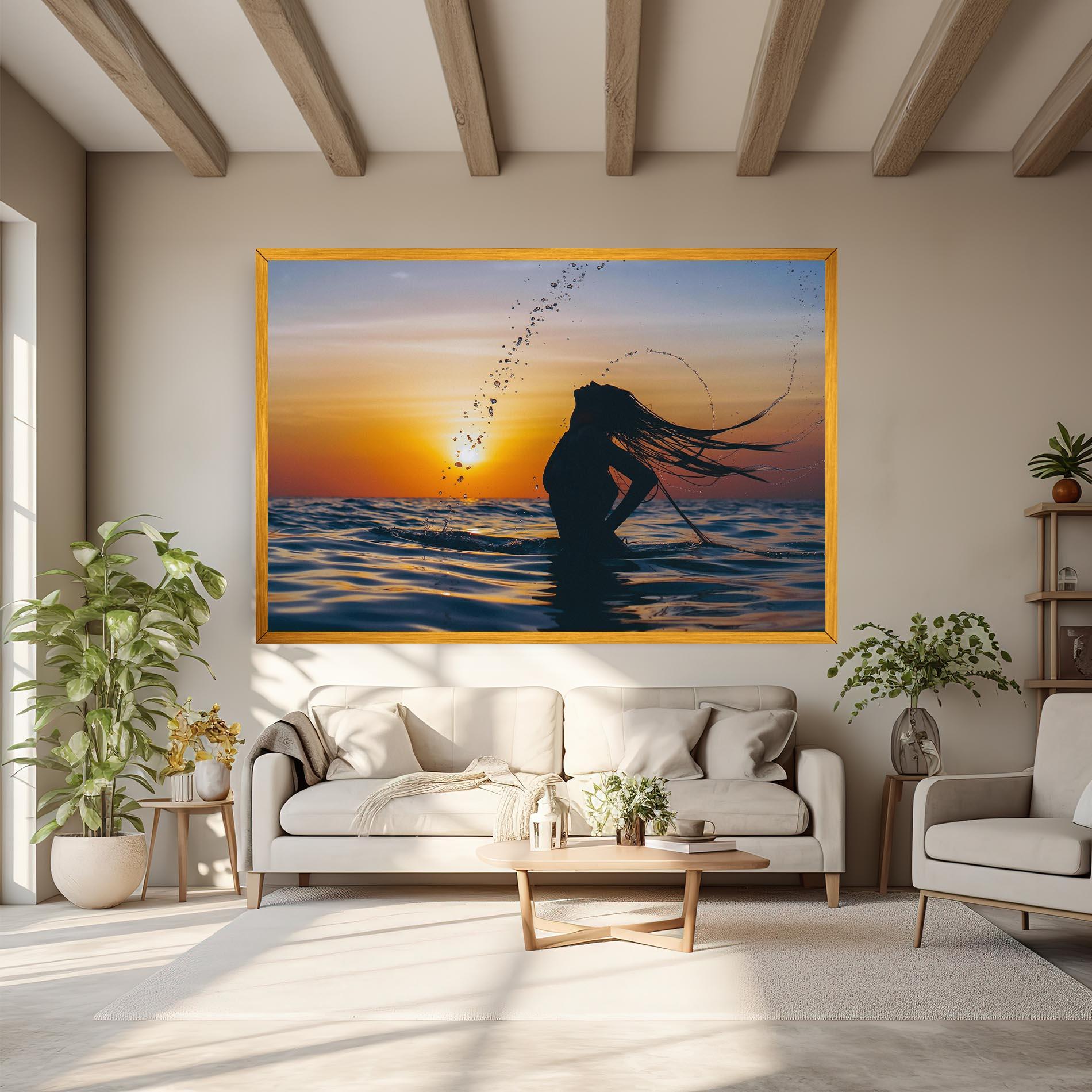 Tablou Canvas Ocean Woman Shilouette mockup 6