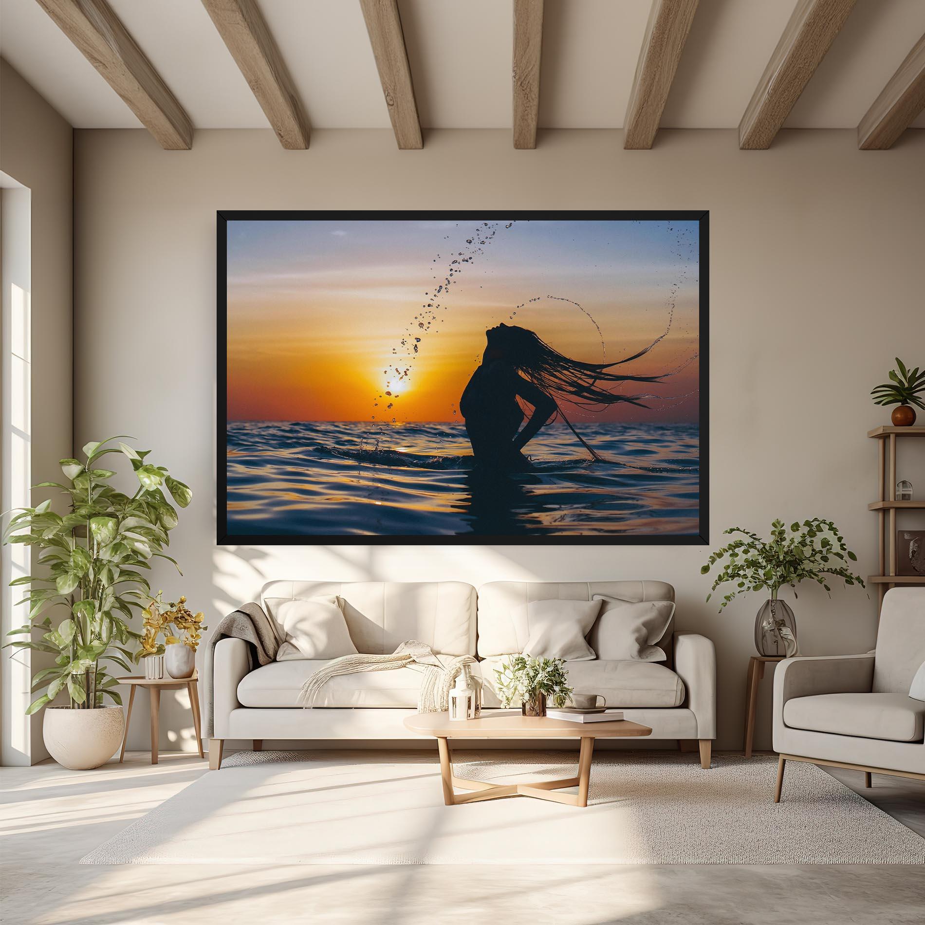 Tablou Canvas Ocean Woman Shilouette mockup 6