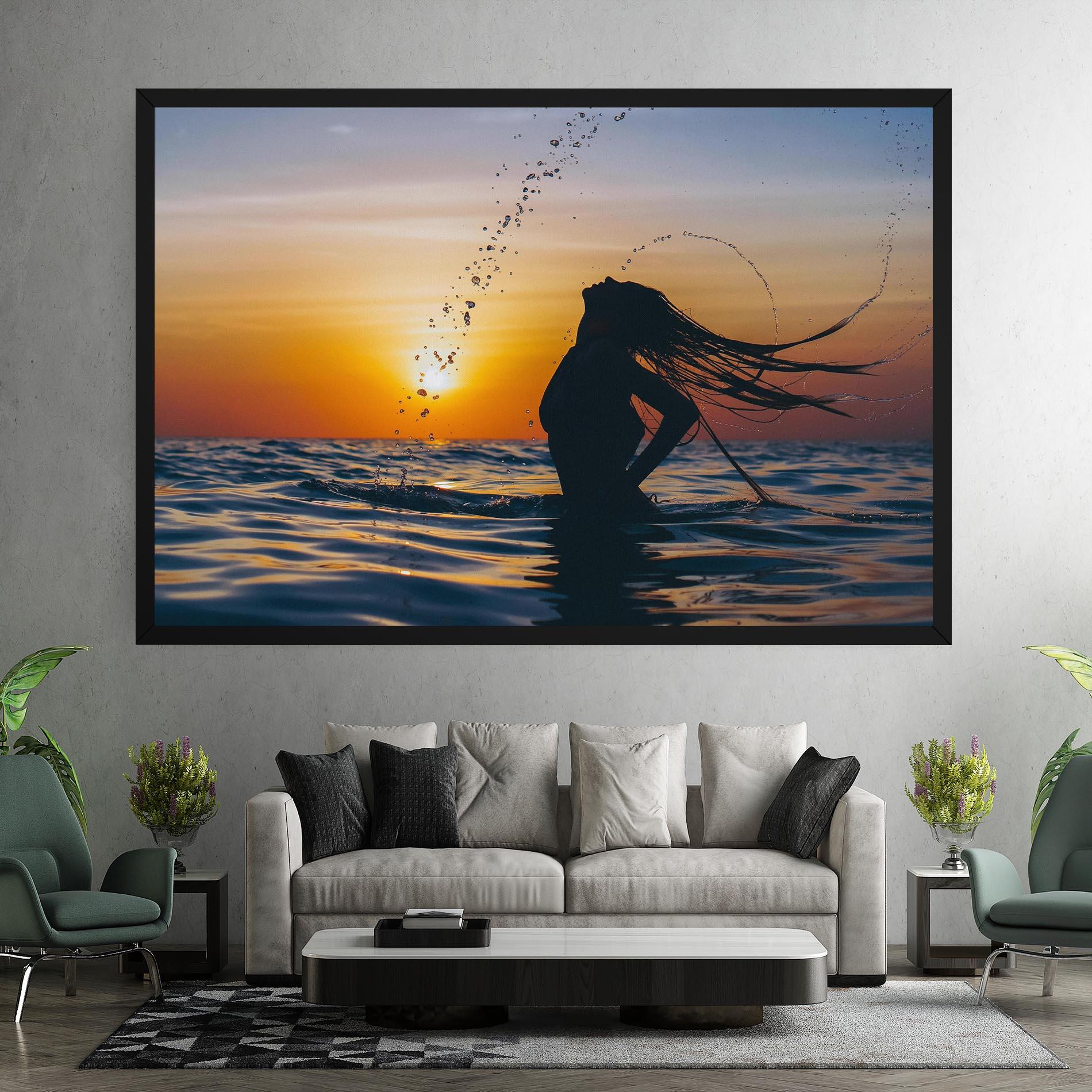 Tablou Canvas Ocean Woman Shilouette mockup 7