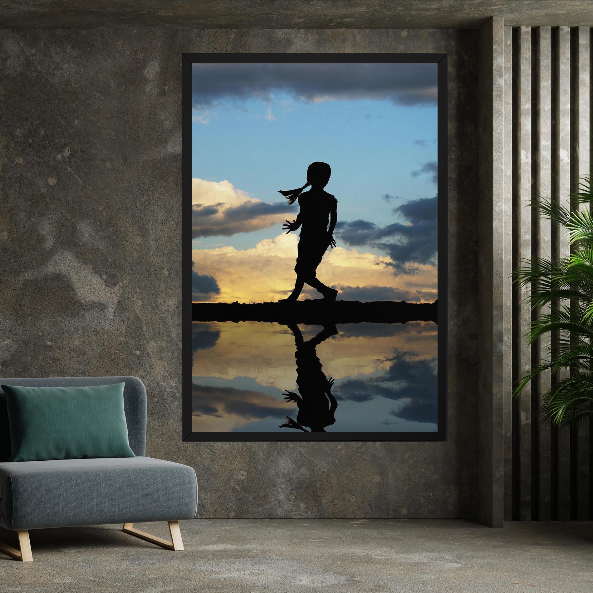 Tablou Canvas Little Girl Jumping mockup 7