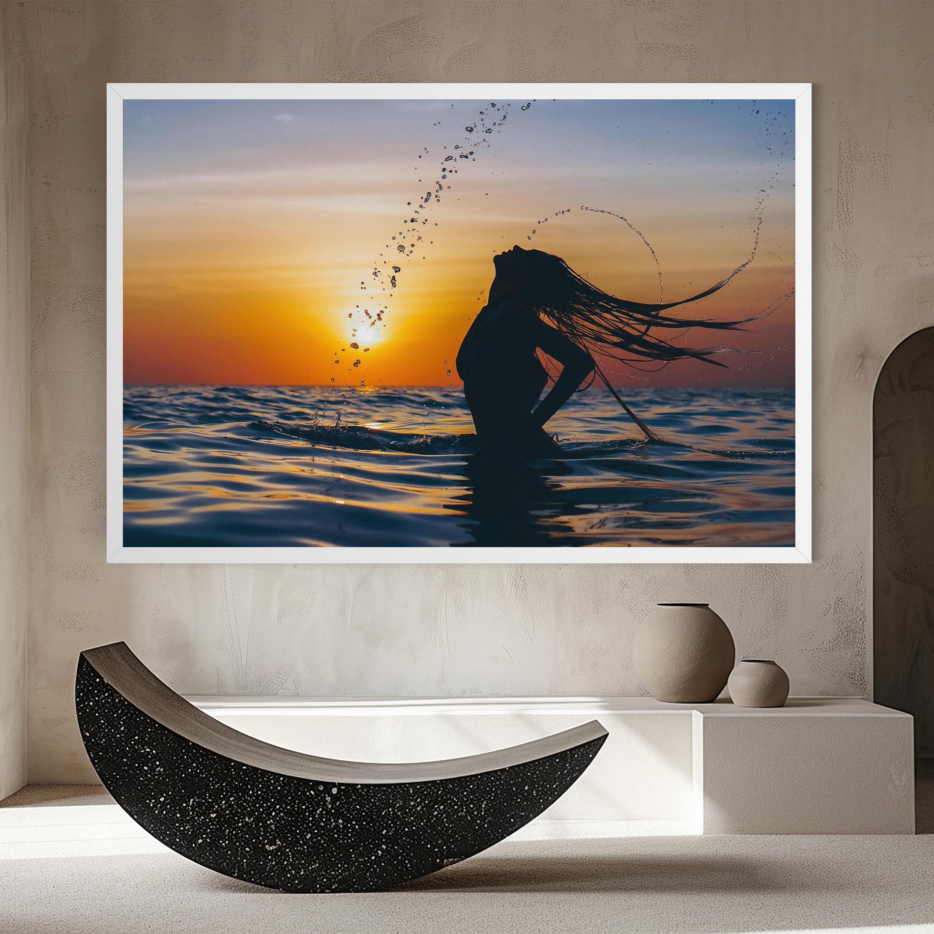 Tablou Canvas Ocean Woman Shilouette mockup 8