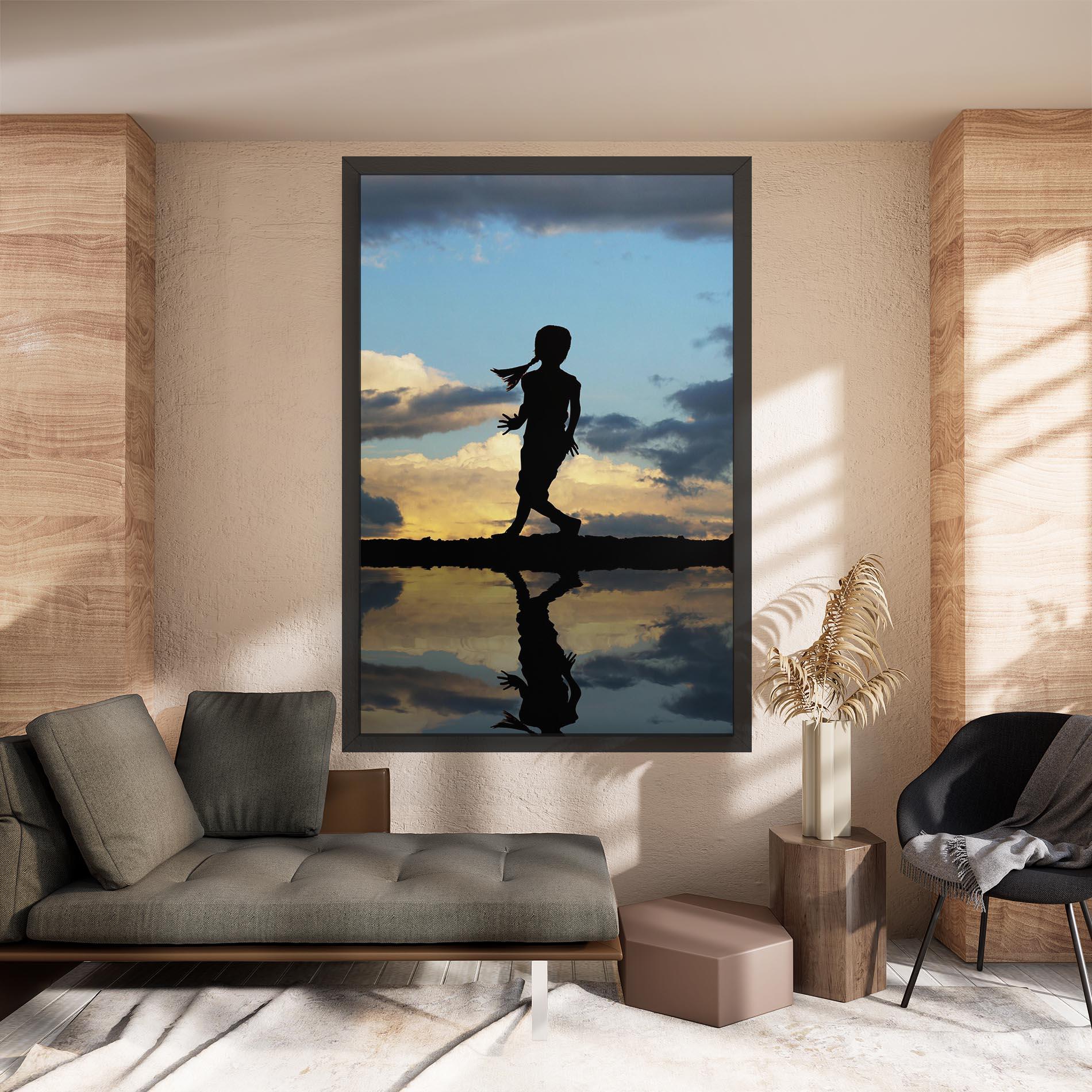 Tablou Canvas Little Girl Jumping mockup 8