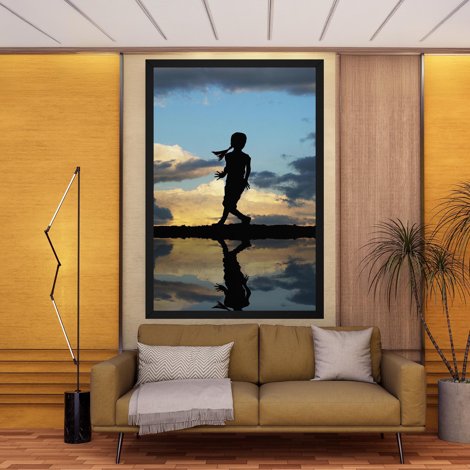 Tablou Canvas Little Girl Jumping mockup 9