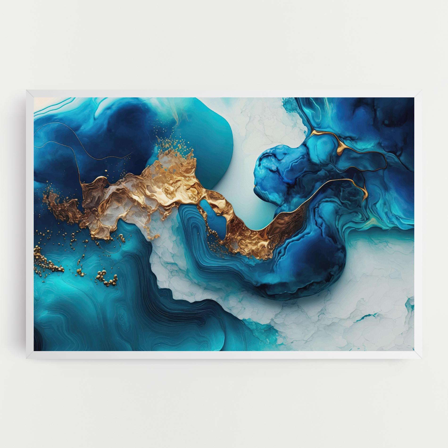 Tablou Canvas Gold Blue Art Wave mockup 0
