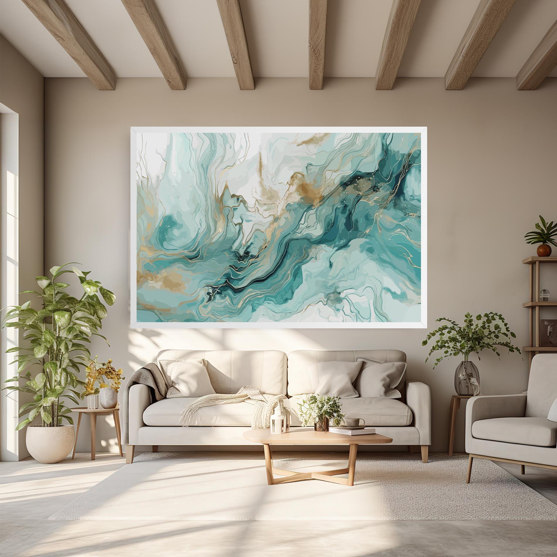 Tablou Canvas Green Gold Water mockup 6