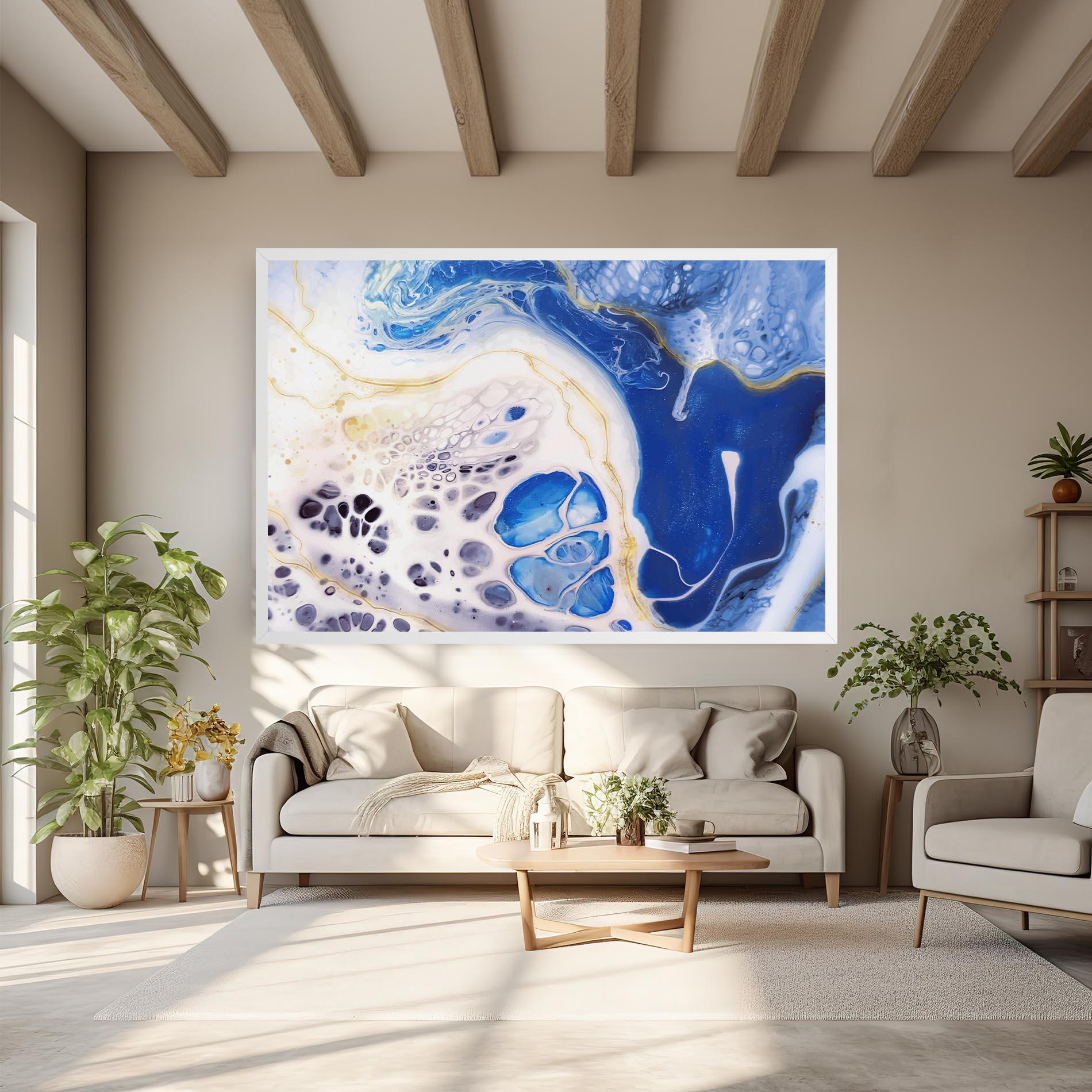 Tablou Canvas Water Gold Blue Marble mockup 6