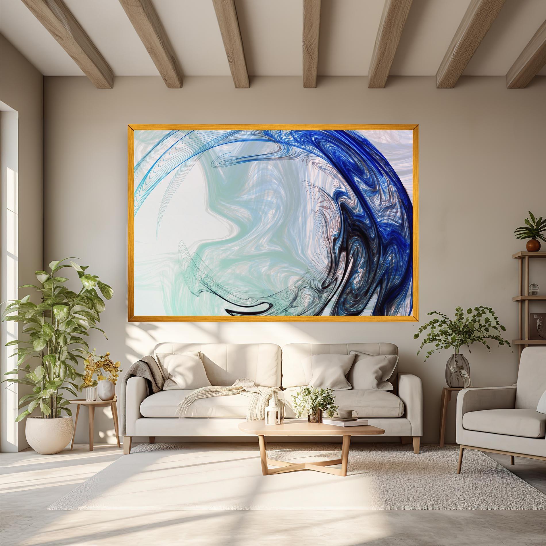 Tablou Canvas Blue Black Art mockup 6