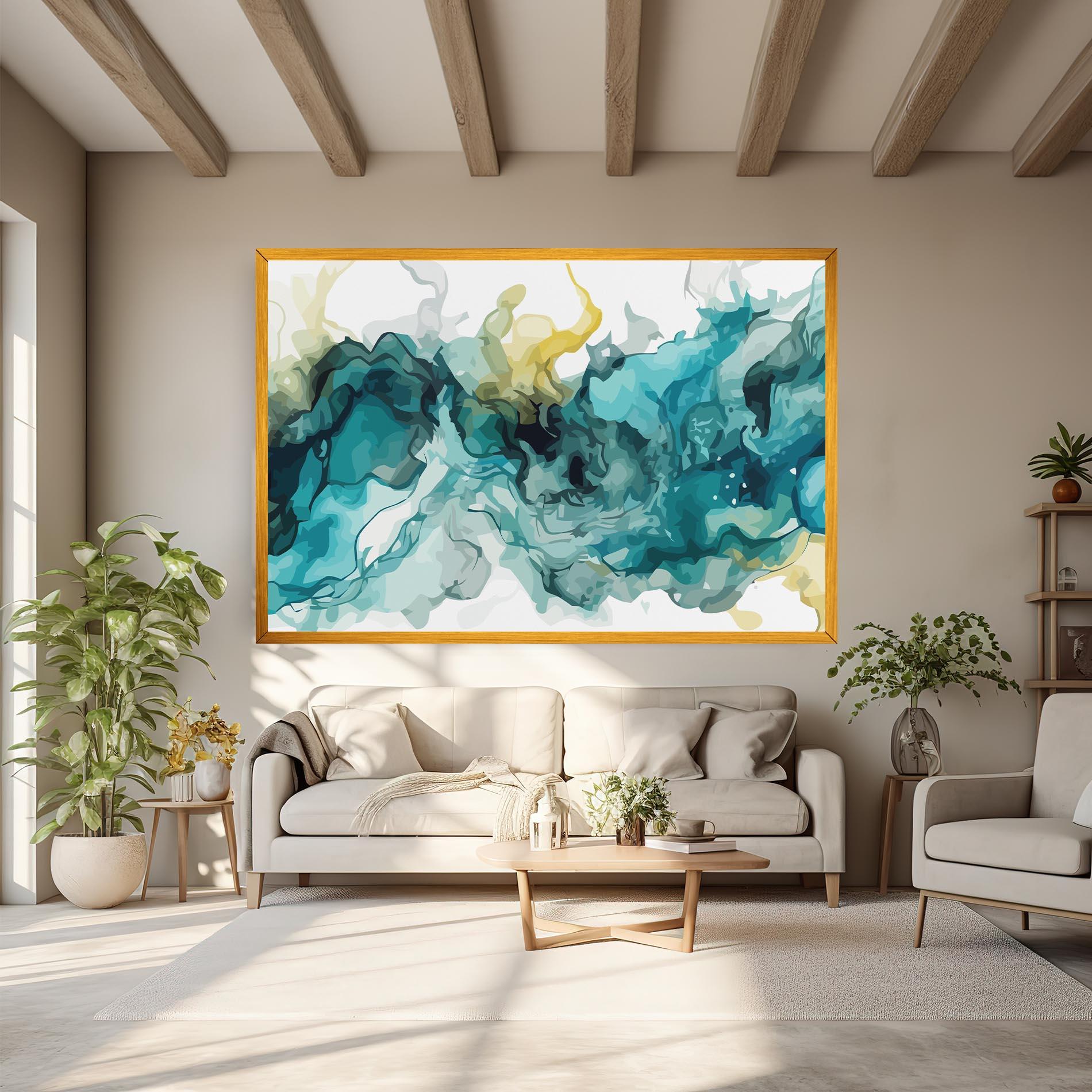 Tablou Canvas Blue Yellow Art mockup 6