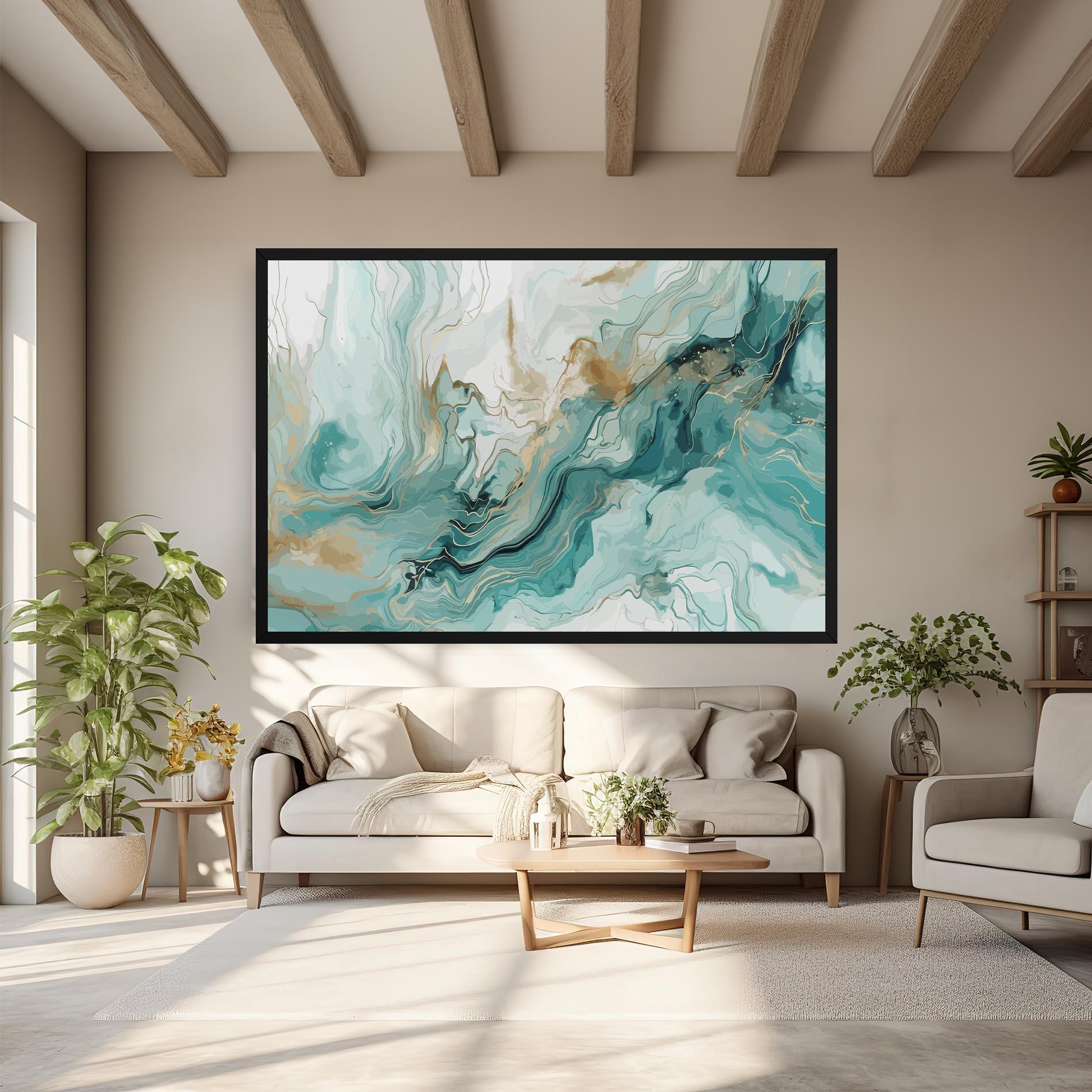 Tablou Canvas Green Gold Water mockup 6