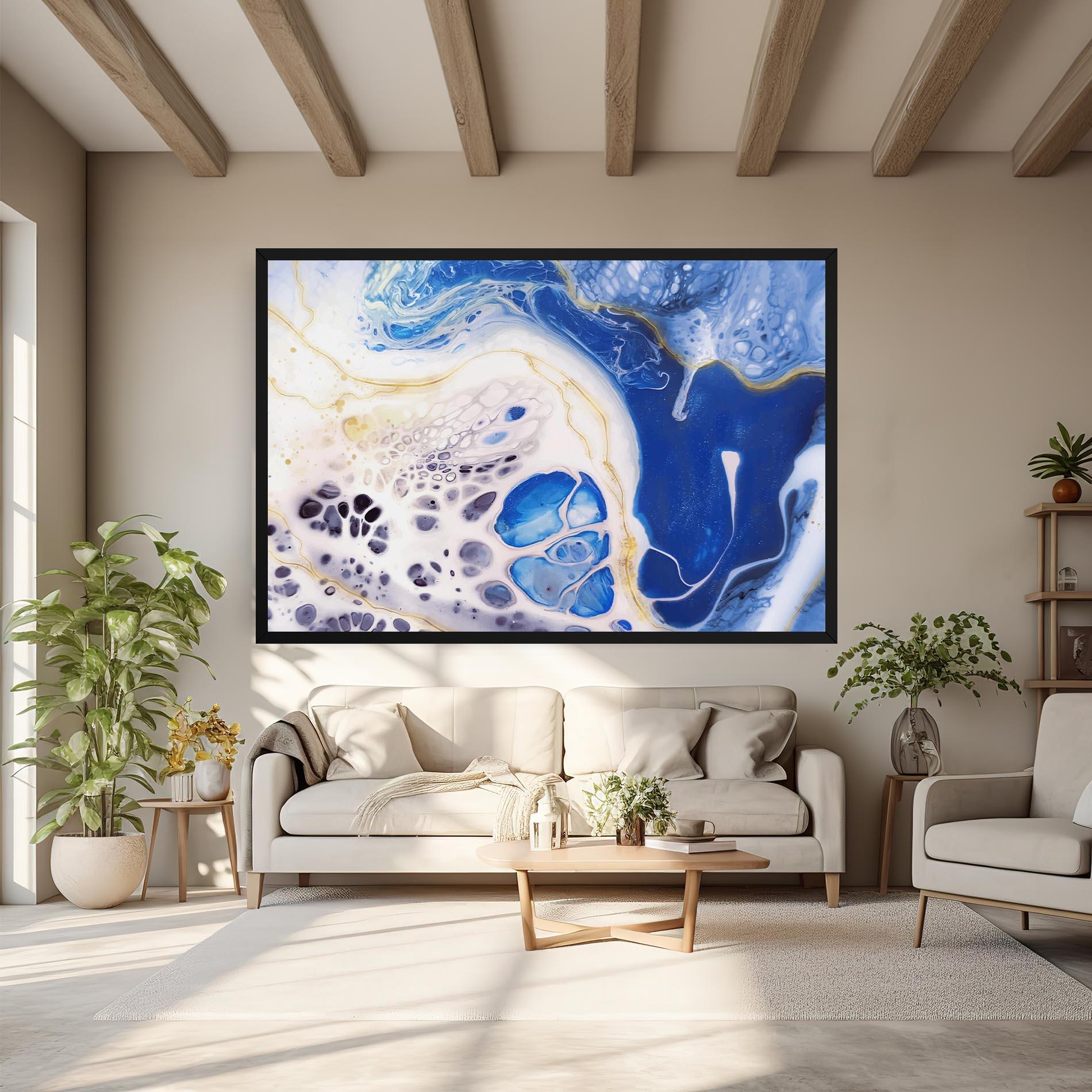 Tablou Canvas Water Gold Blue Marble mockup 6