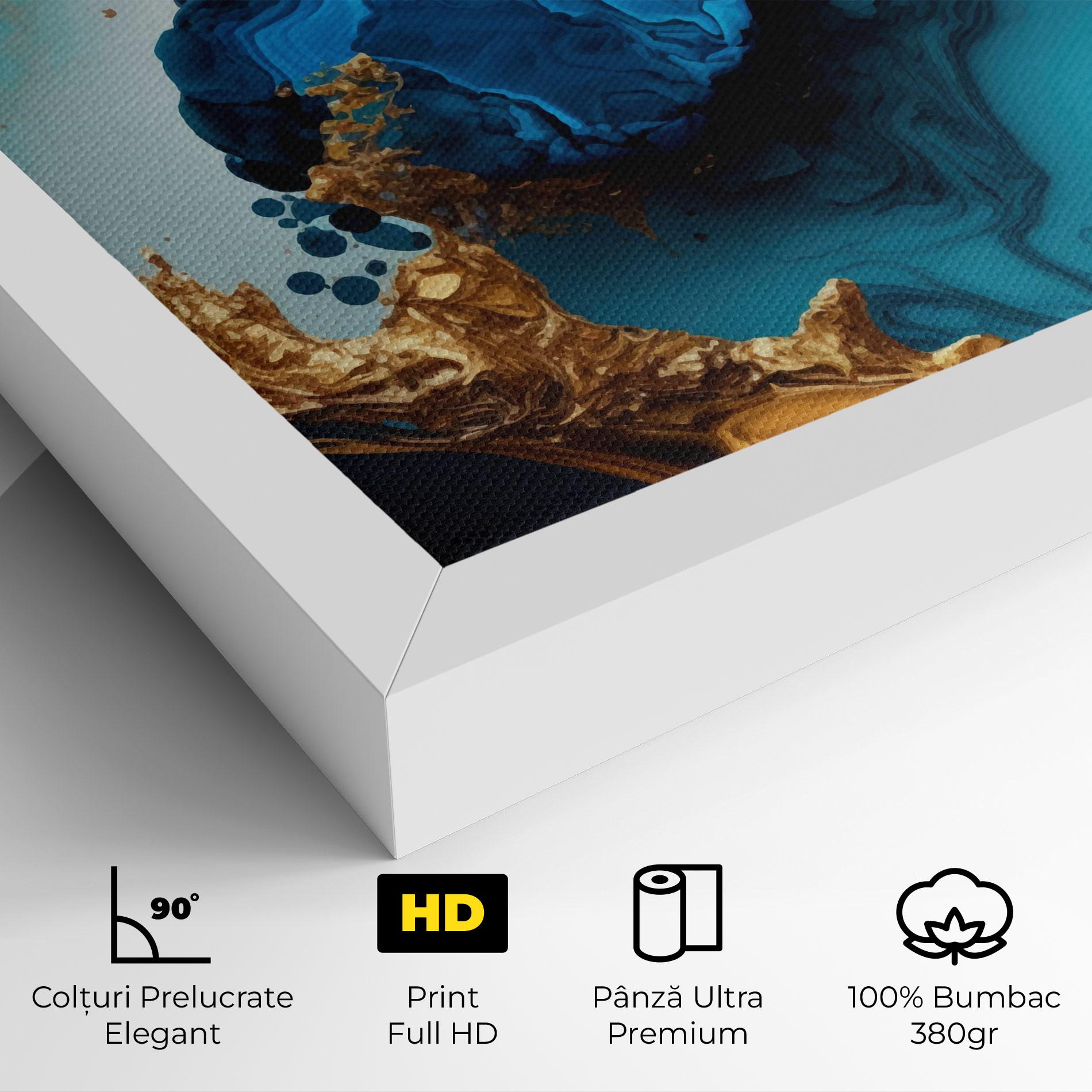 Tablou Canvas Blue Gold Wave mockup 4