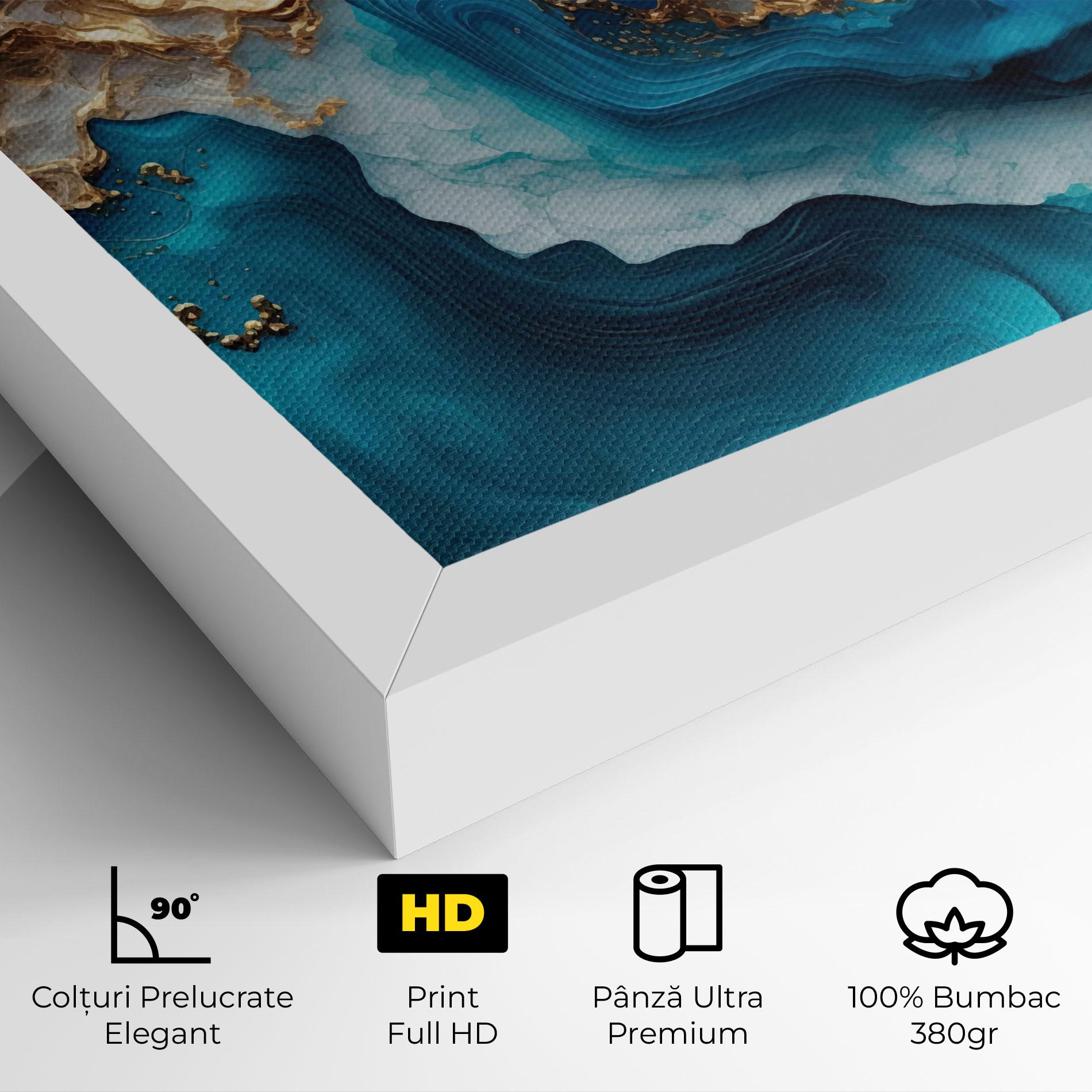 Tablou Canvas Gold Blue Art Wave mockup 4