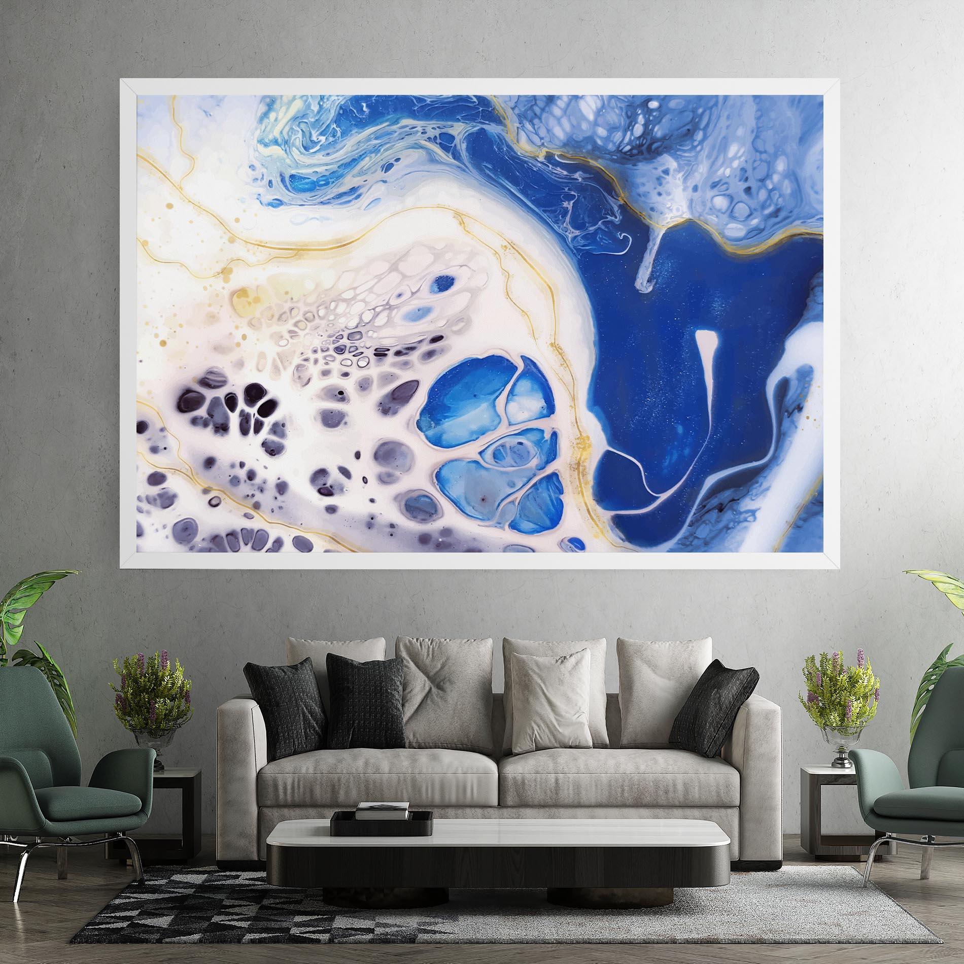 Tablou Canvas Water Gold Blue Marble mockup 7