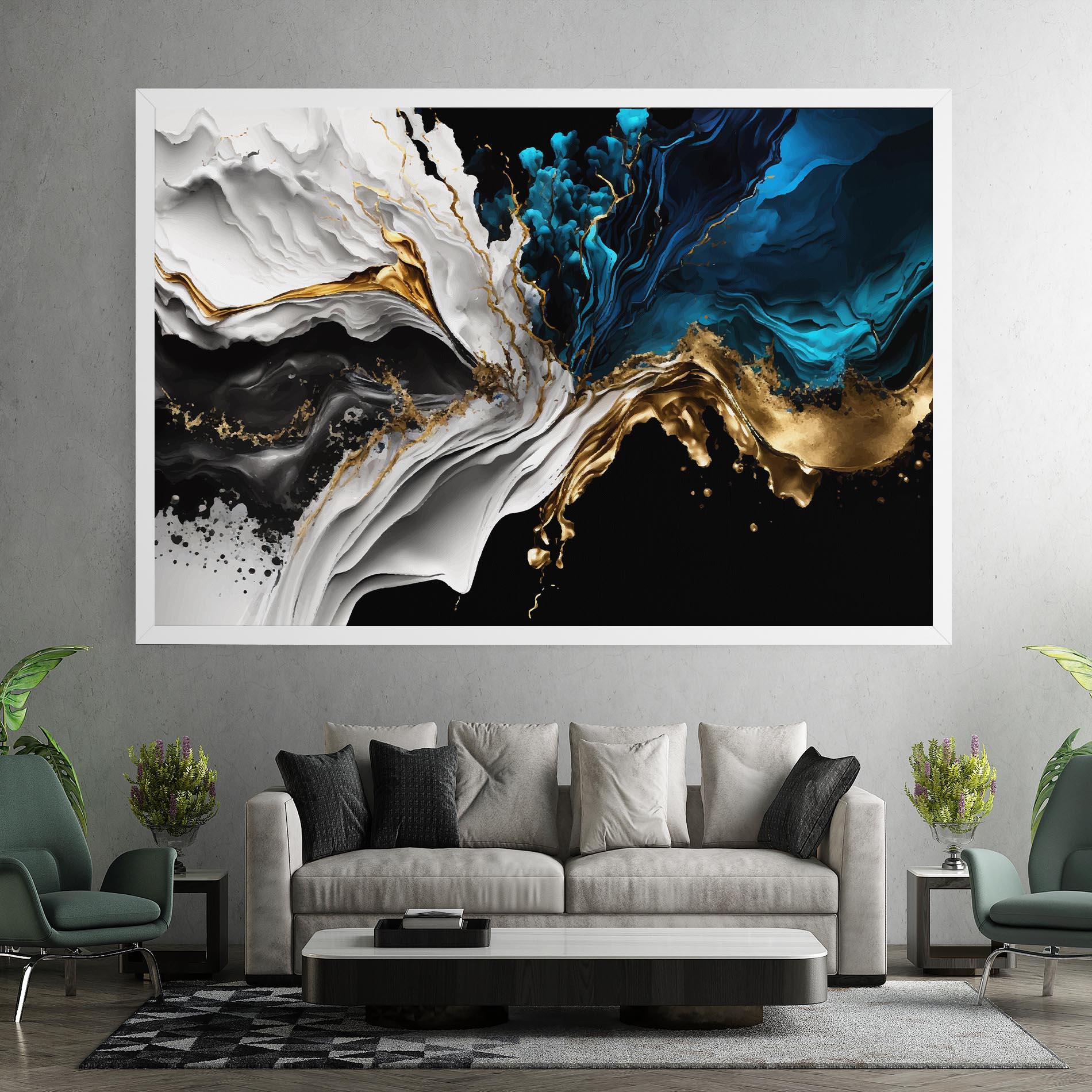 Tablou Canvas White Black Wave mockup 7