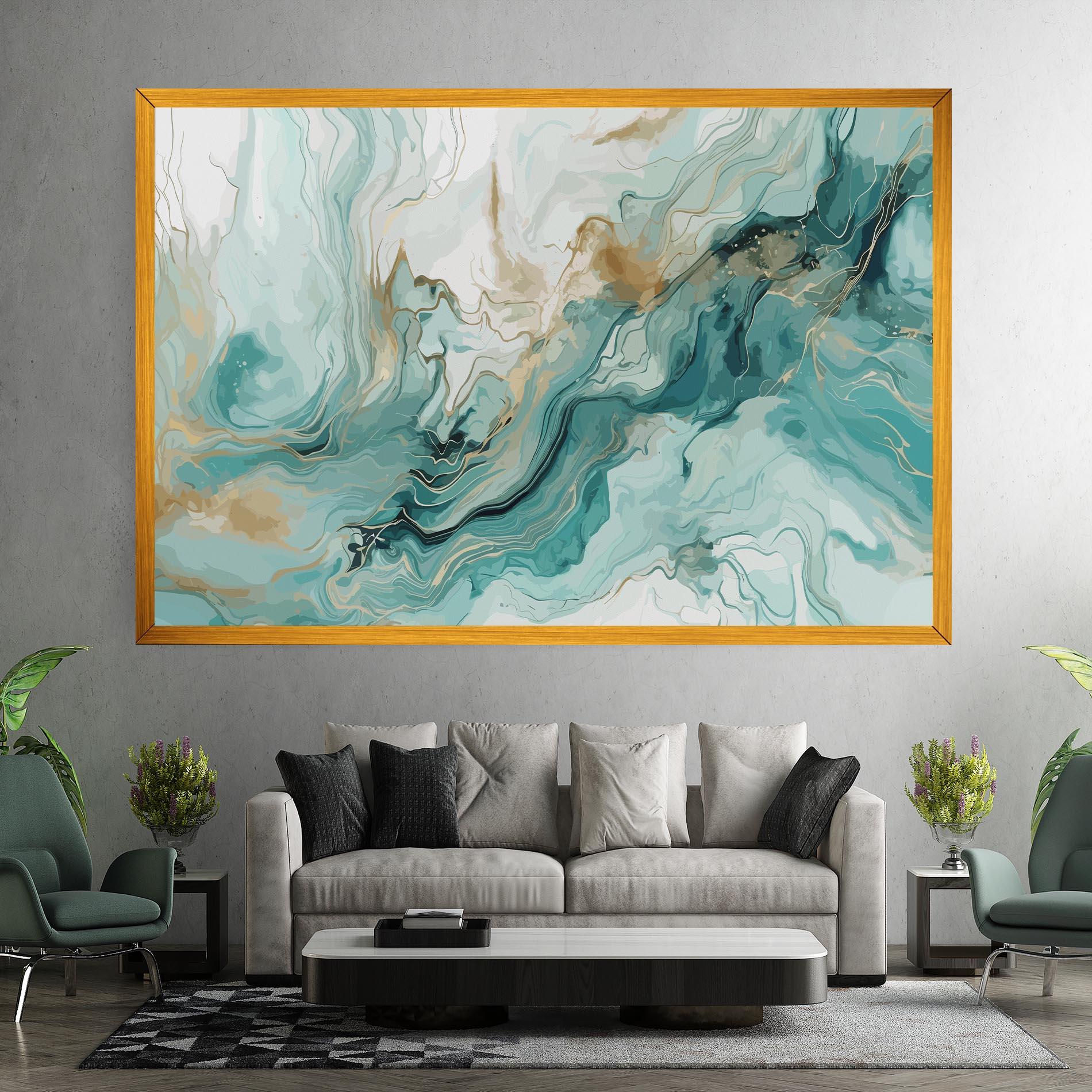 Tablou Canvas Green Gold Water mockup 7