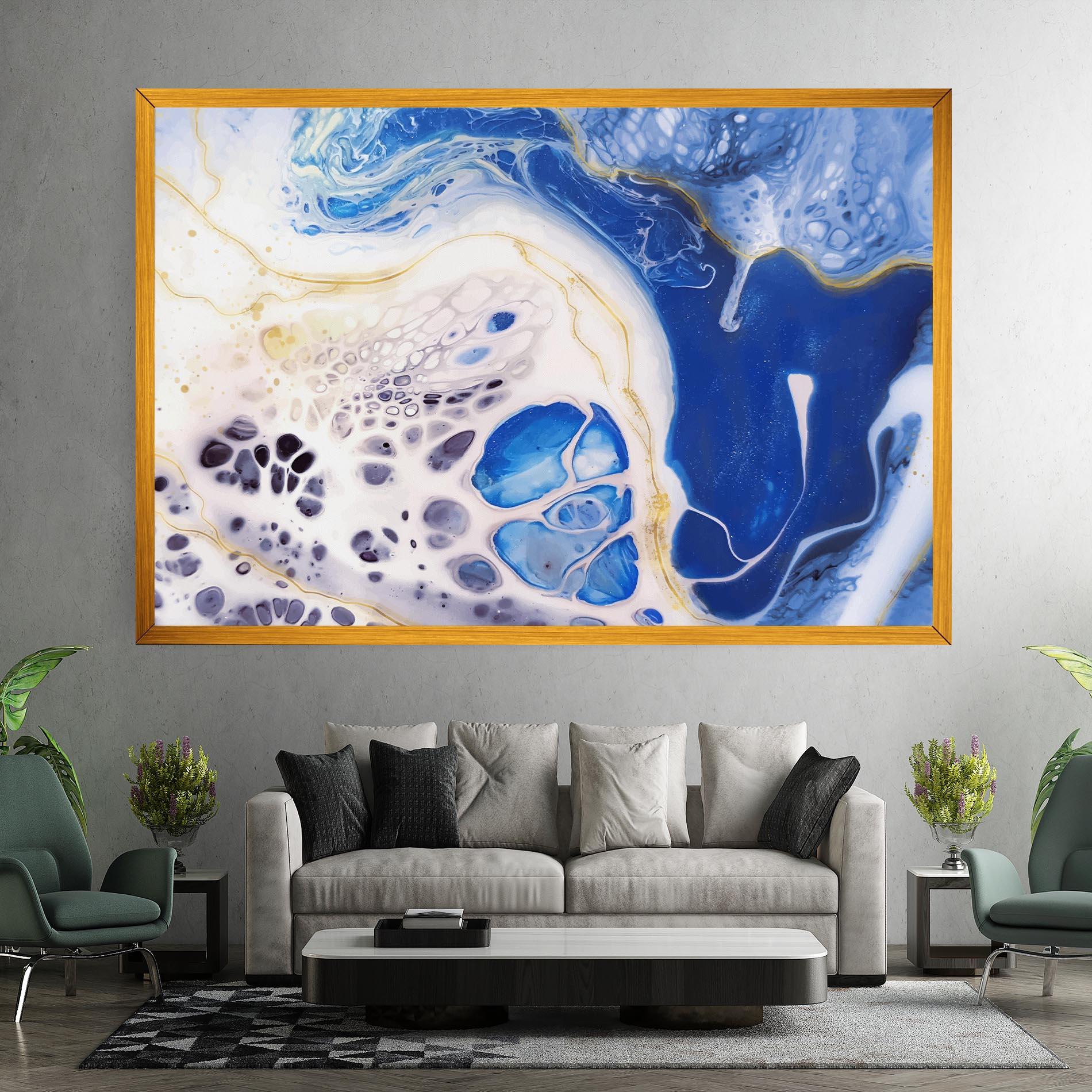 Tablou Canvas Water Gold Blue Marble mockup 7