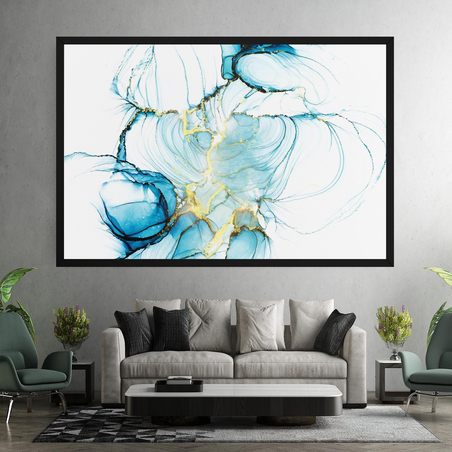 Tablou Canvas Artistic Gold Blue mockup 7