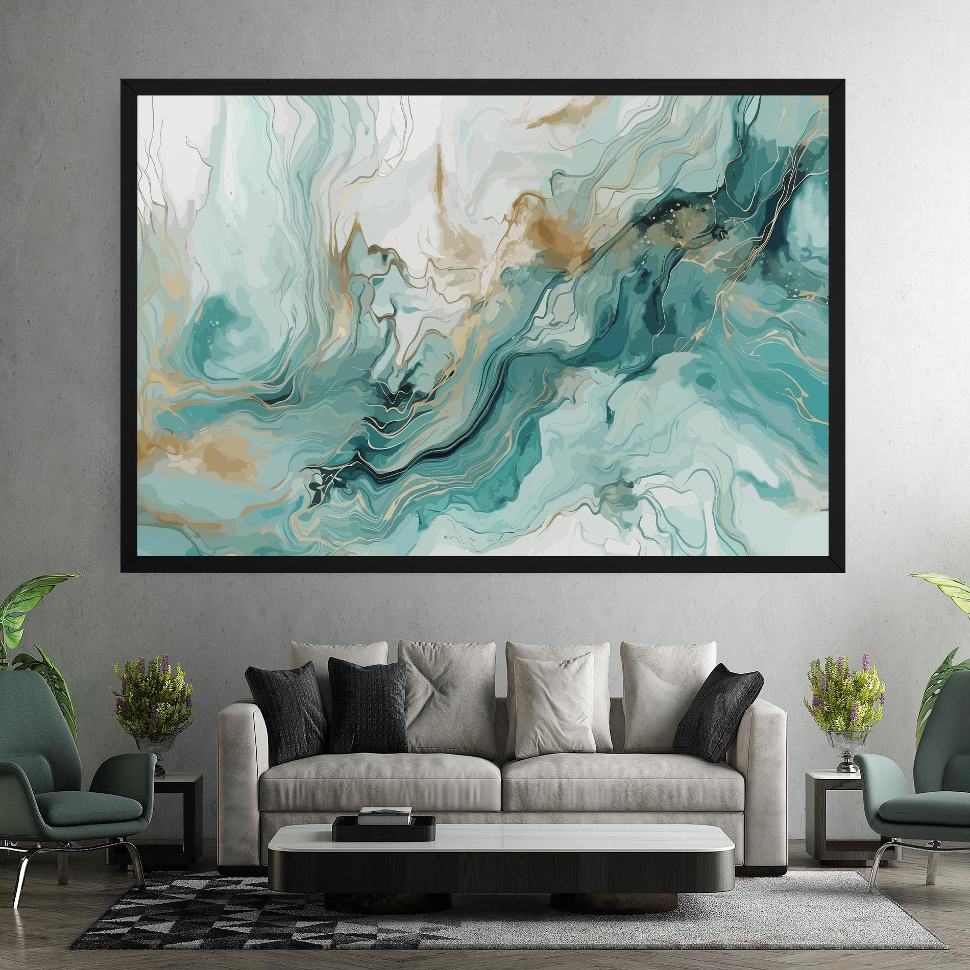 Tablou Canvas Green Gold Water mockup 7