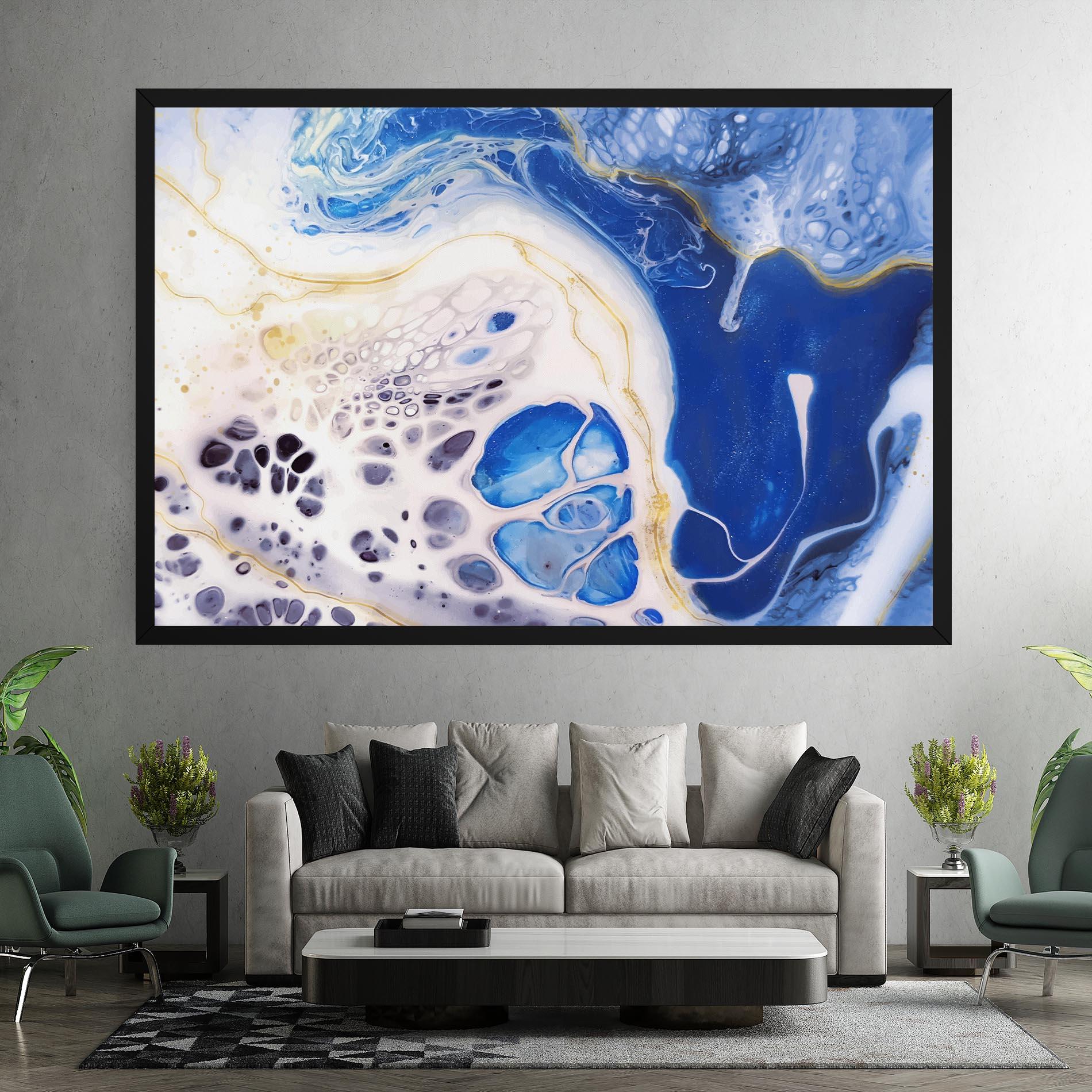 Tablou Canvas Water Gold Blue Marble mockup 7