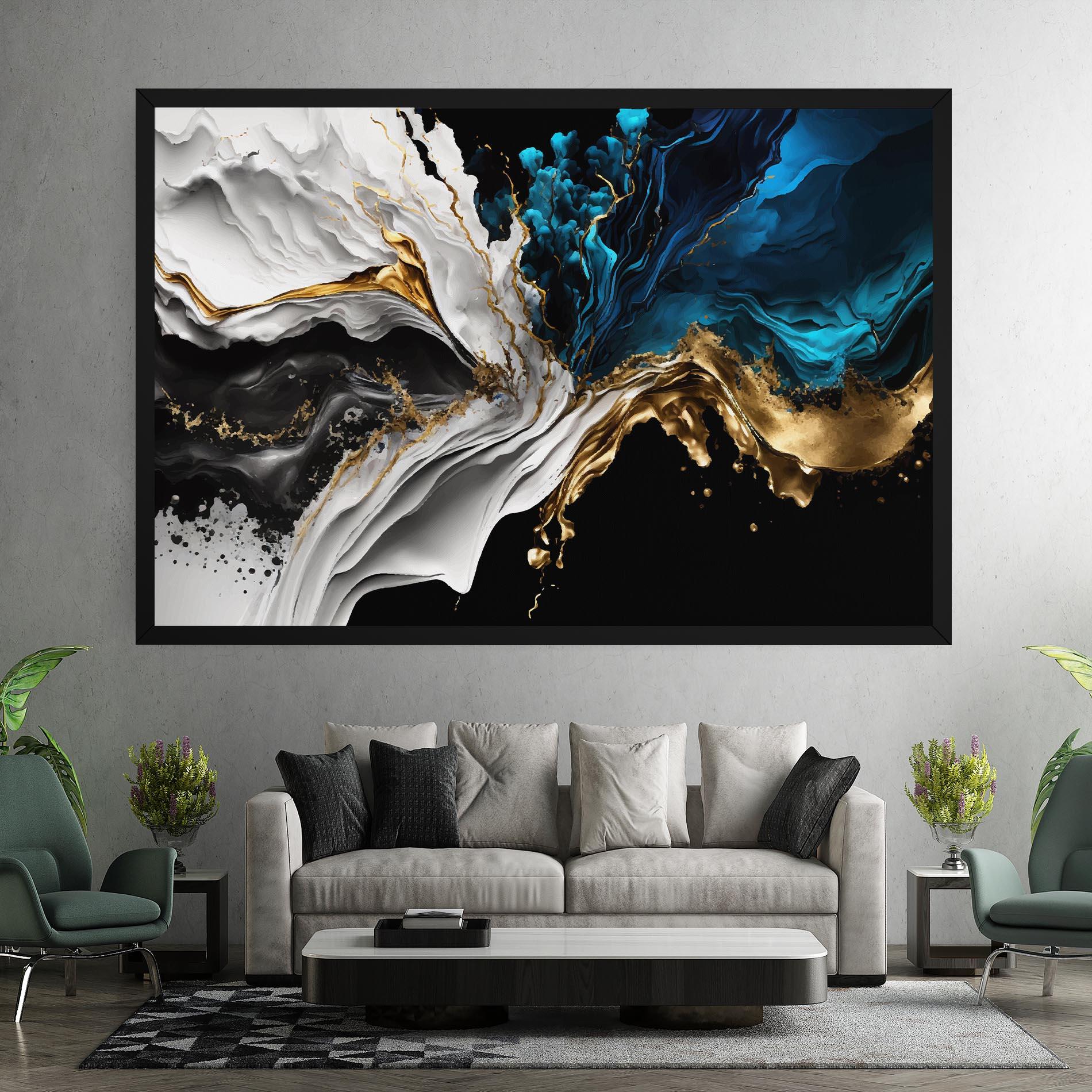 Tablou Canvas White Black Wave mockup 7