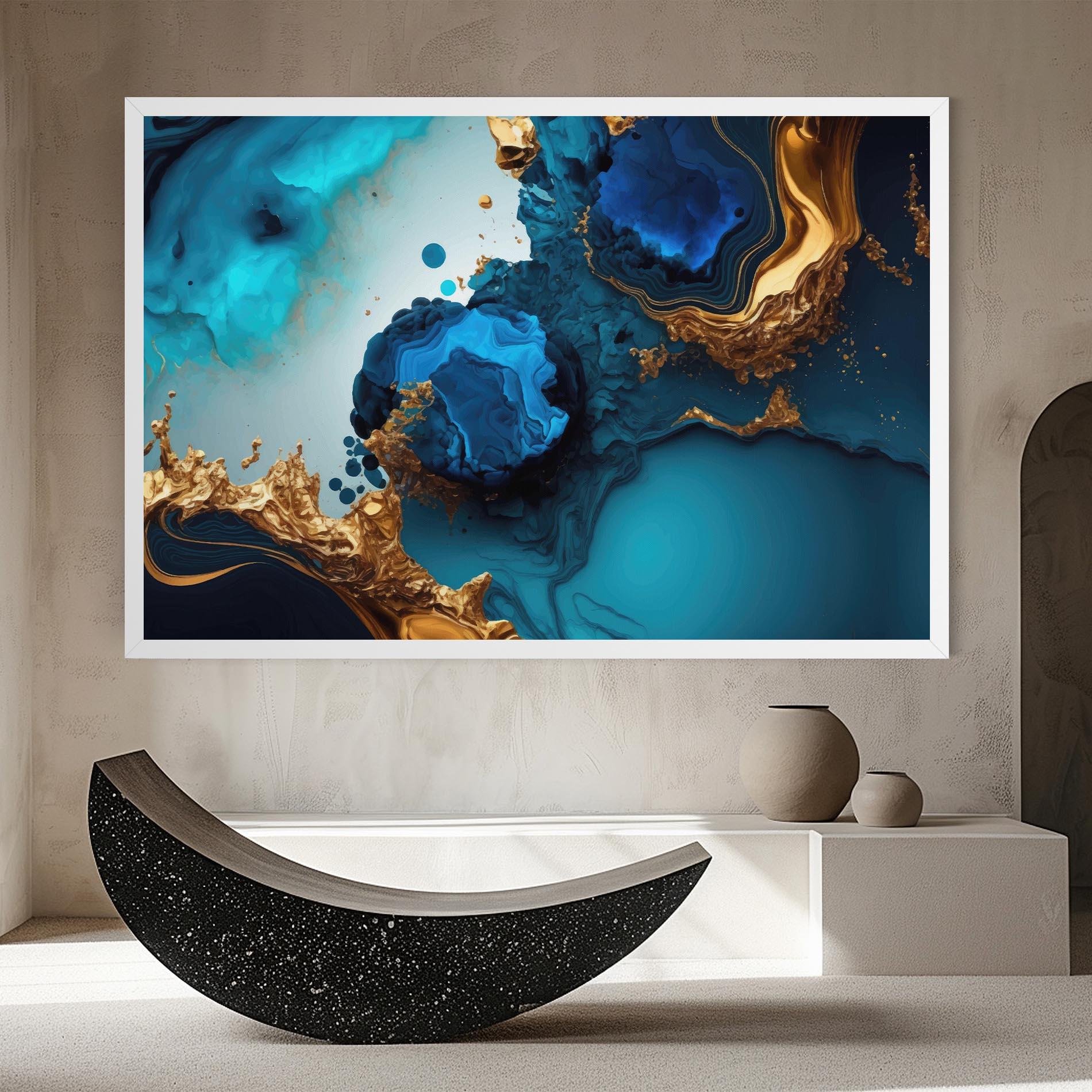 Tablou Canvas Blue Gold Wave mockup 8